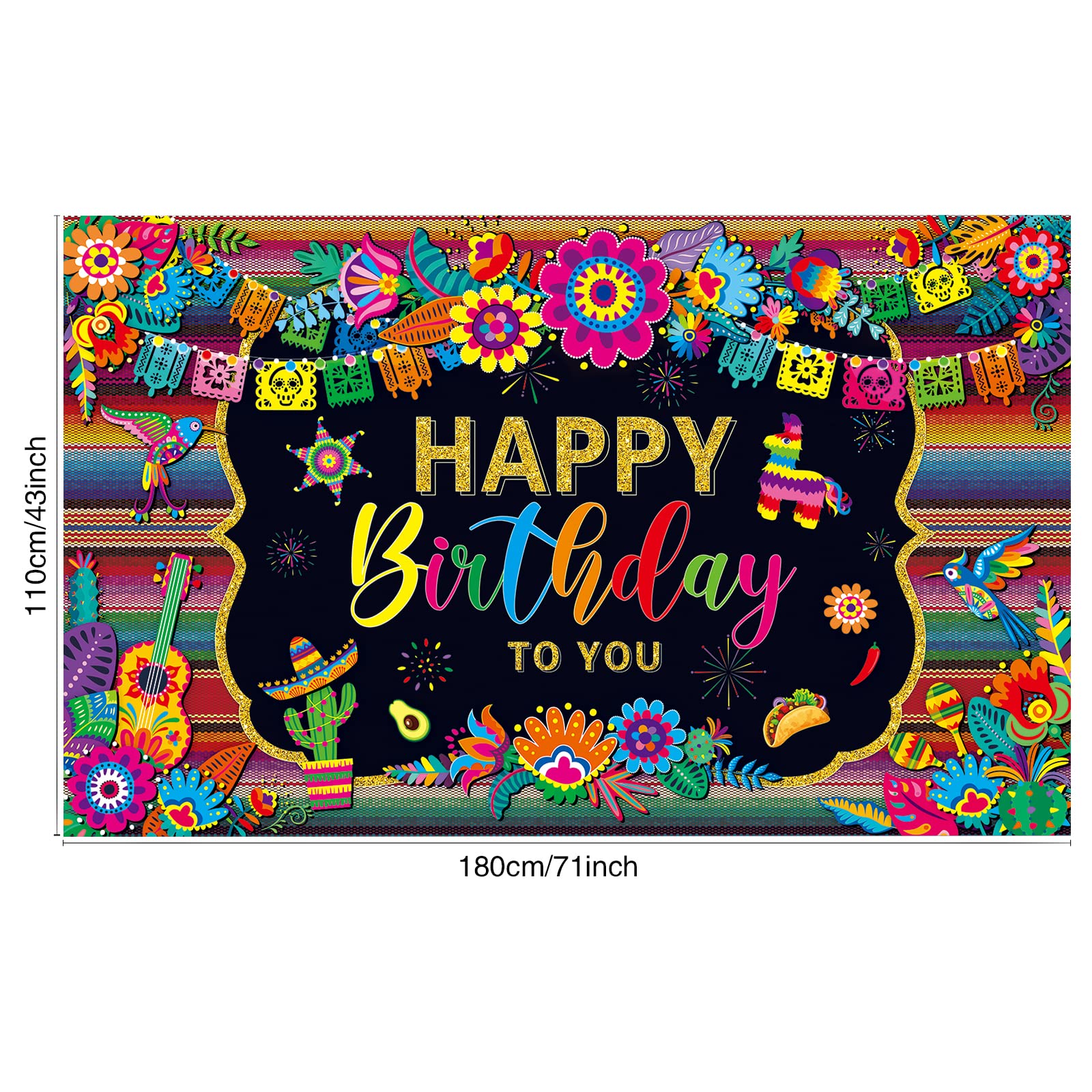 Mexican Fiesta Themed Happy Birthday Backdrop Mexico Cinco De Mayo Party Decorations Fiesta Banner Carnival Supplies Photo Booth