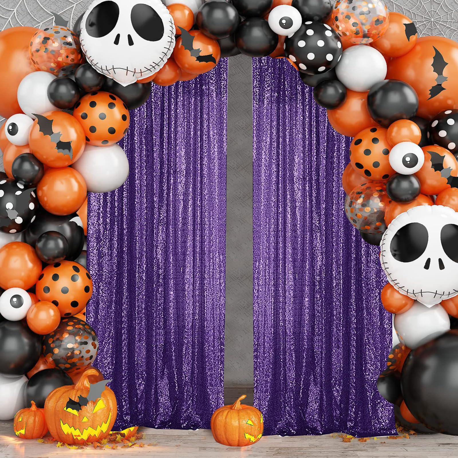 Sugargirl Purple Sequin Backdrop Curtain 4 Panels 2Ftx8Ft Glitter Purple Background Drapes Sparkle Photography Backdrop For Part