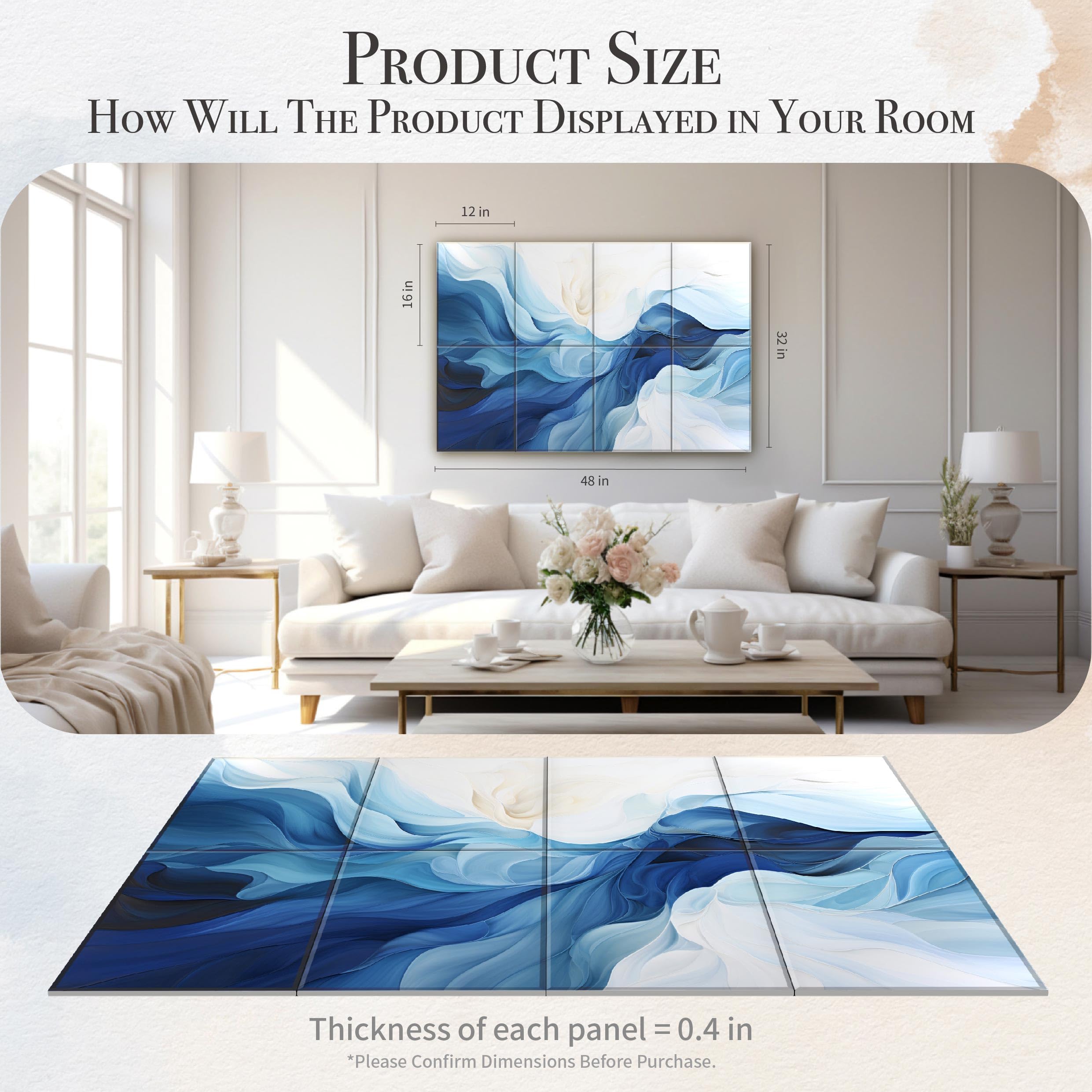 Soon Global 8 Pack Acoustic Panels, Soundproof Wall Panels, 48 X 32 Inches Sound Absorbing Panels, Decorative Acoustical Wall Pa