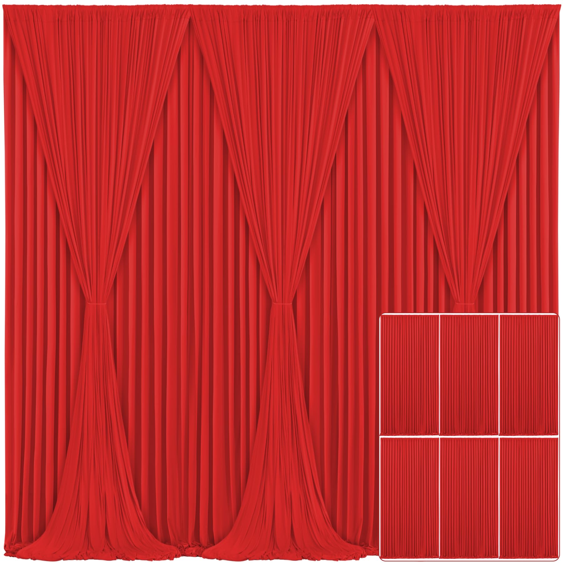 6 Panels Red Backdrop Curtain For Parties Wedding Wrinkle Free Red Photo Curtains Backdrop Drapes Fabric Decoration For Birthday