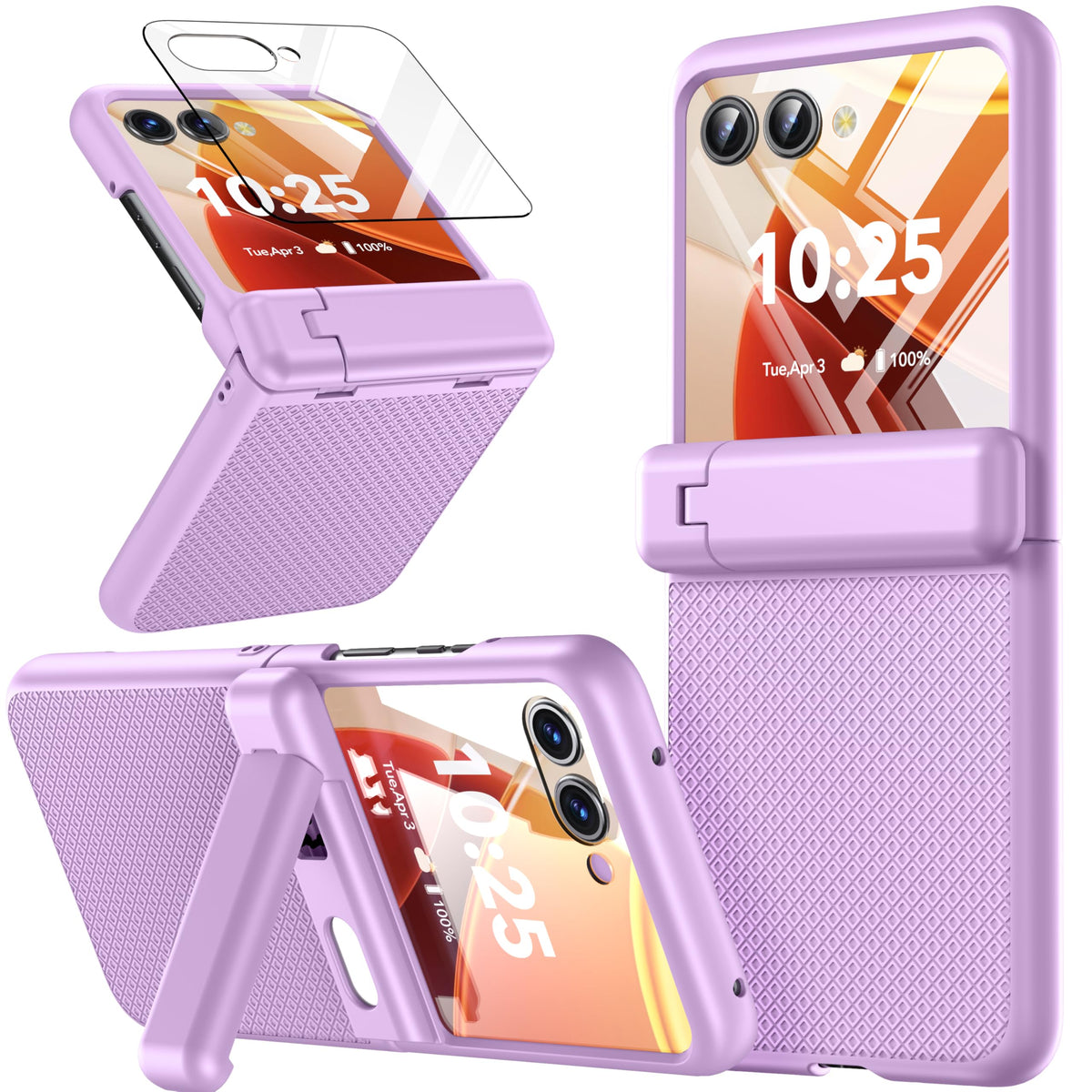Buscbear For Motorola Razr 2025 Case/Razr 2024 Case [Hinge Protection&Kickstand] [Built-In Front Screen Protector] [Drop Protect