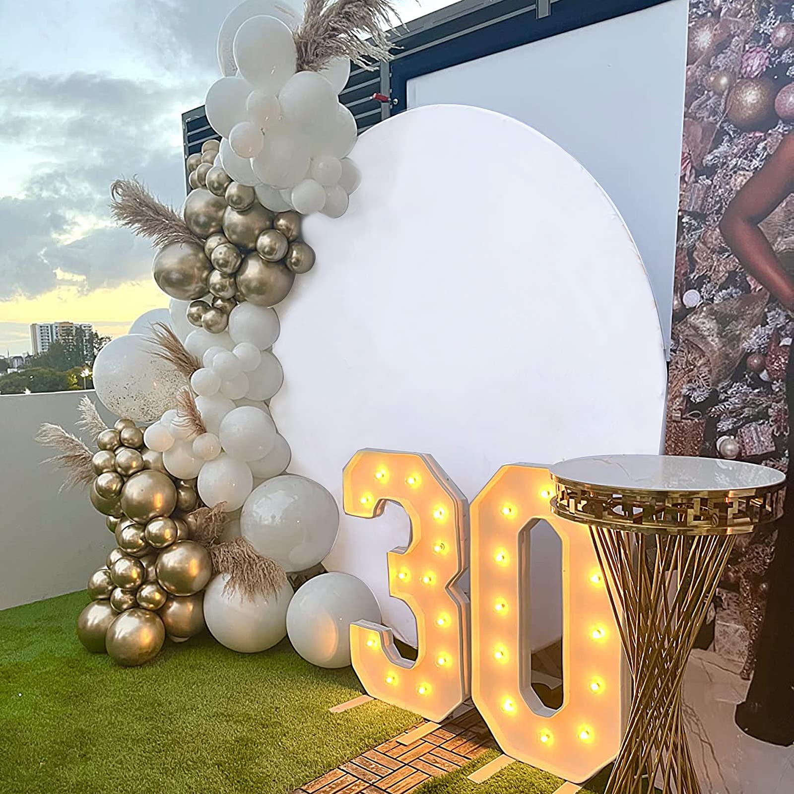 7.5X7.5Ft White Round Backdrop Cover White Circle Backdrop Cover Round Fabric Photo Background For Photography Party Birthday We