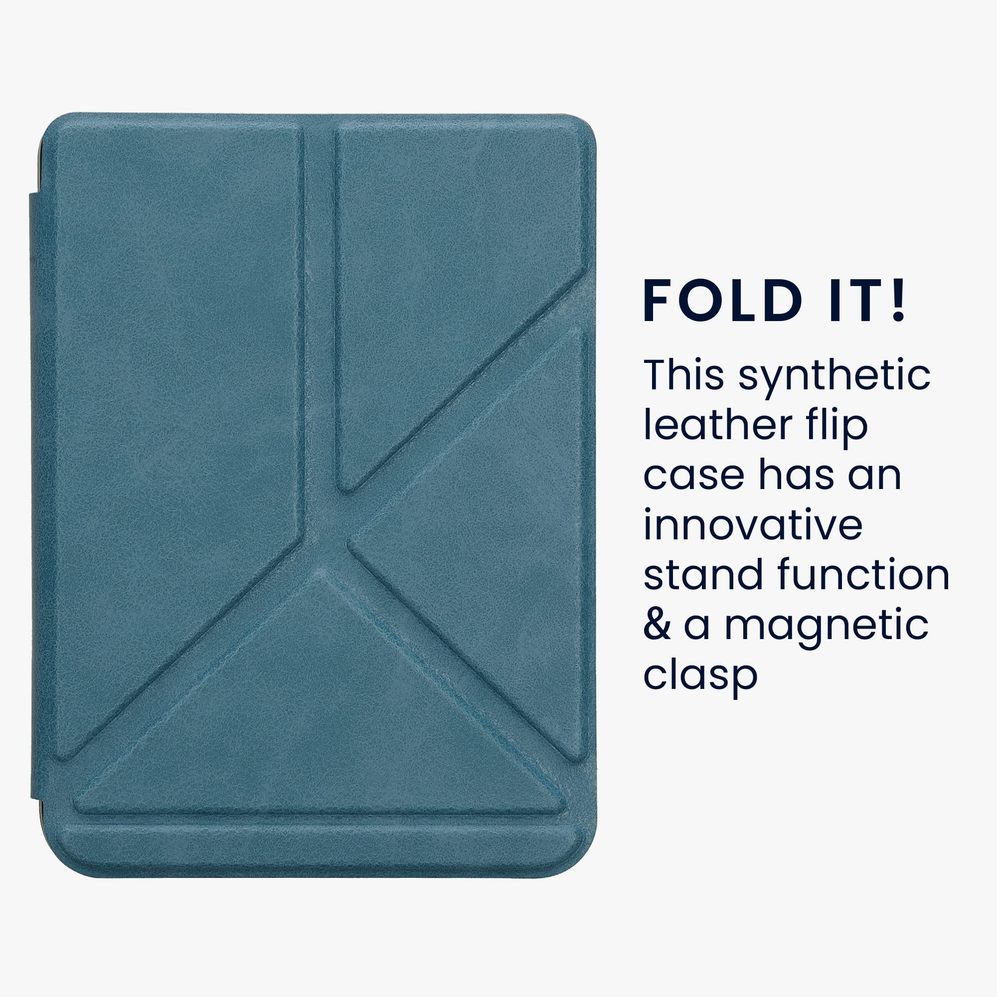 Kwmobile Origami Case Compatible With Kobo Clara 2E / Tolino Shine 4 Case   Slim Pu Leather Cover With Stand   Petrol