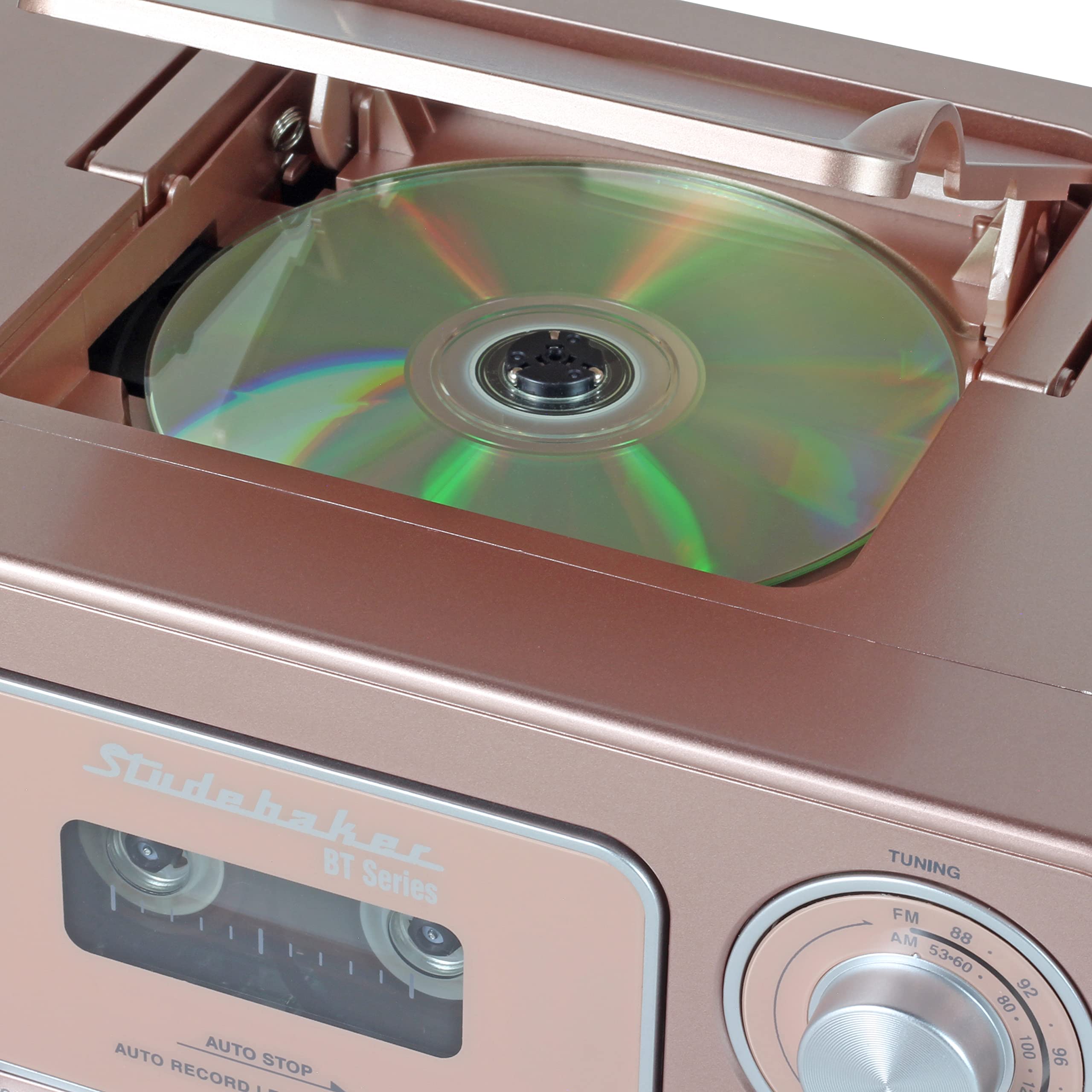 Portable Stereo Cd Player With Bluetooth, Am/Fm Stereo Radio And Cassette Player/Recorder (Rose & Gold)