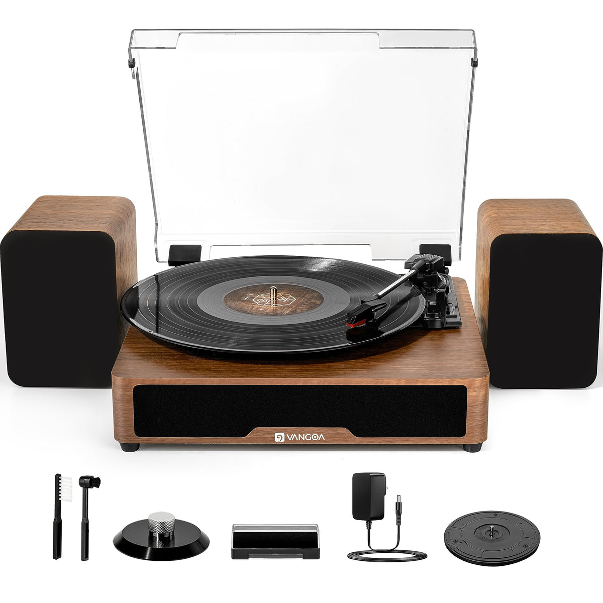 Vangoa Record Player Turntable, Vinyl Record Player Turntables With 2 Stereo Speakers, Belt-Driven Bluetooth Turn Table Lp Playe