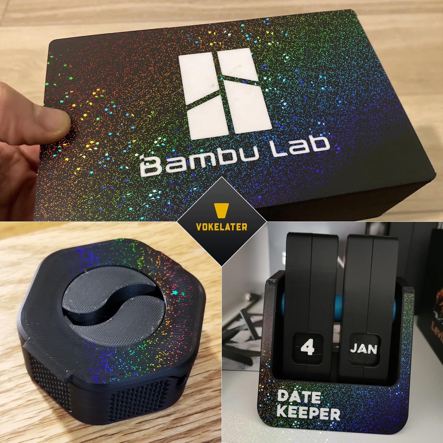 Vokelater Pey+Pei 3D Printer Build Plate Sheet For Bambu Lab X1/X1C/X1E/P1P/P1S/A1, Dual Texture With Starry Sky Pattern 257X257