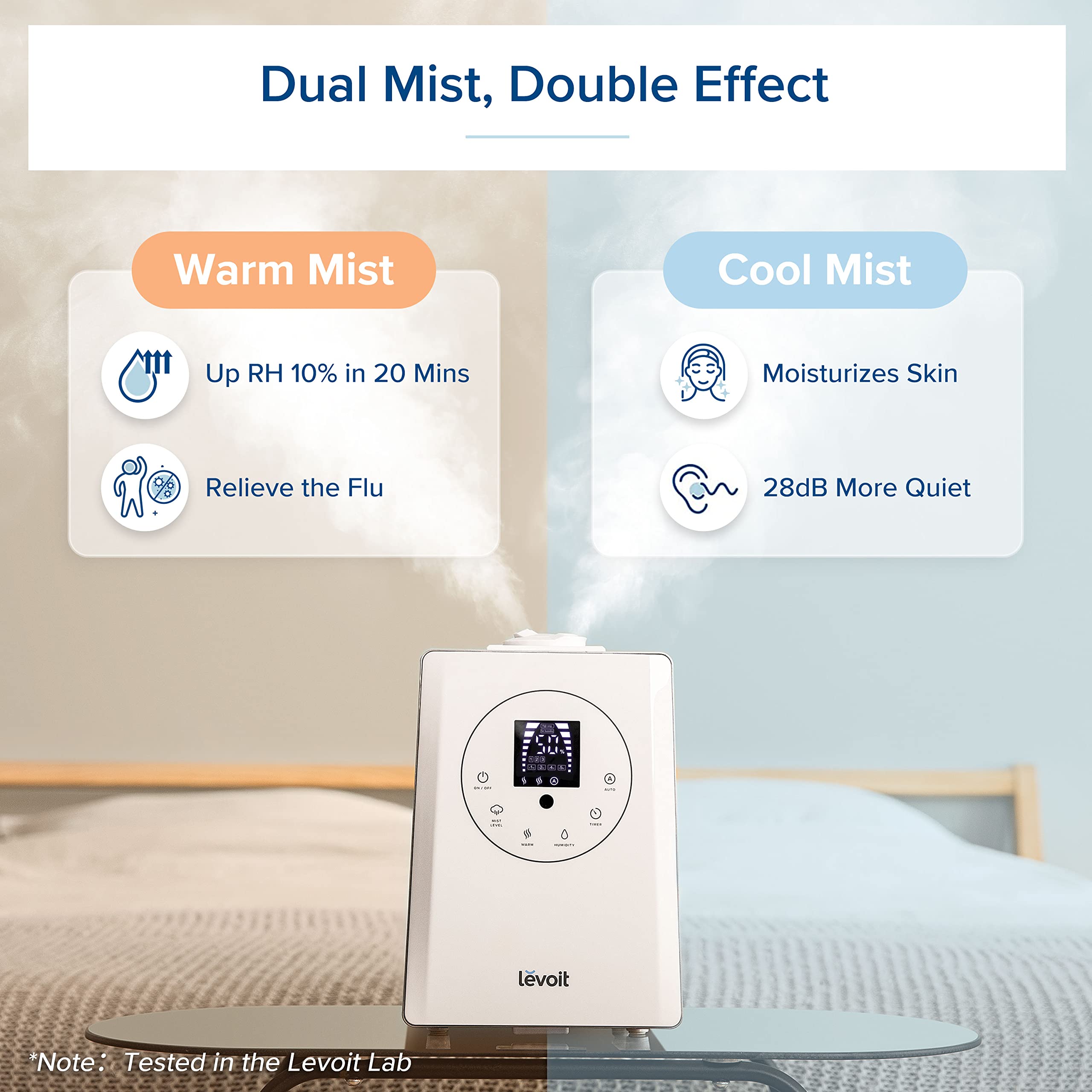 Levoit Humidifiers For Bedroom Large Room Home, 6L Warm And Cool Mist Ultrasonic Air Vaporizer For Plants And Whole House, Built