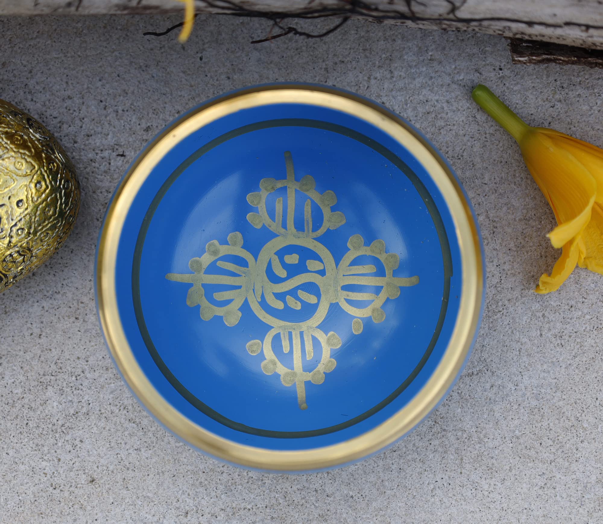 Dharmaobjects Tibetan Meditation Om Mani Singing Bowl/Cushion/Mallet (Turquoise)