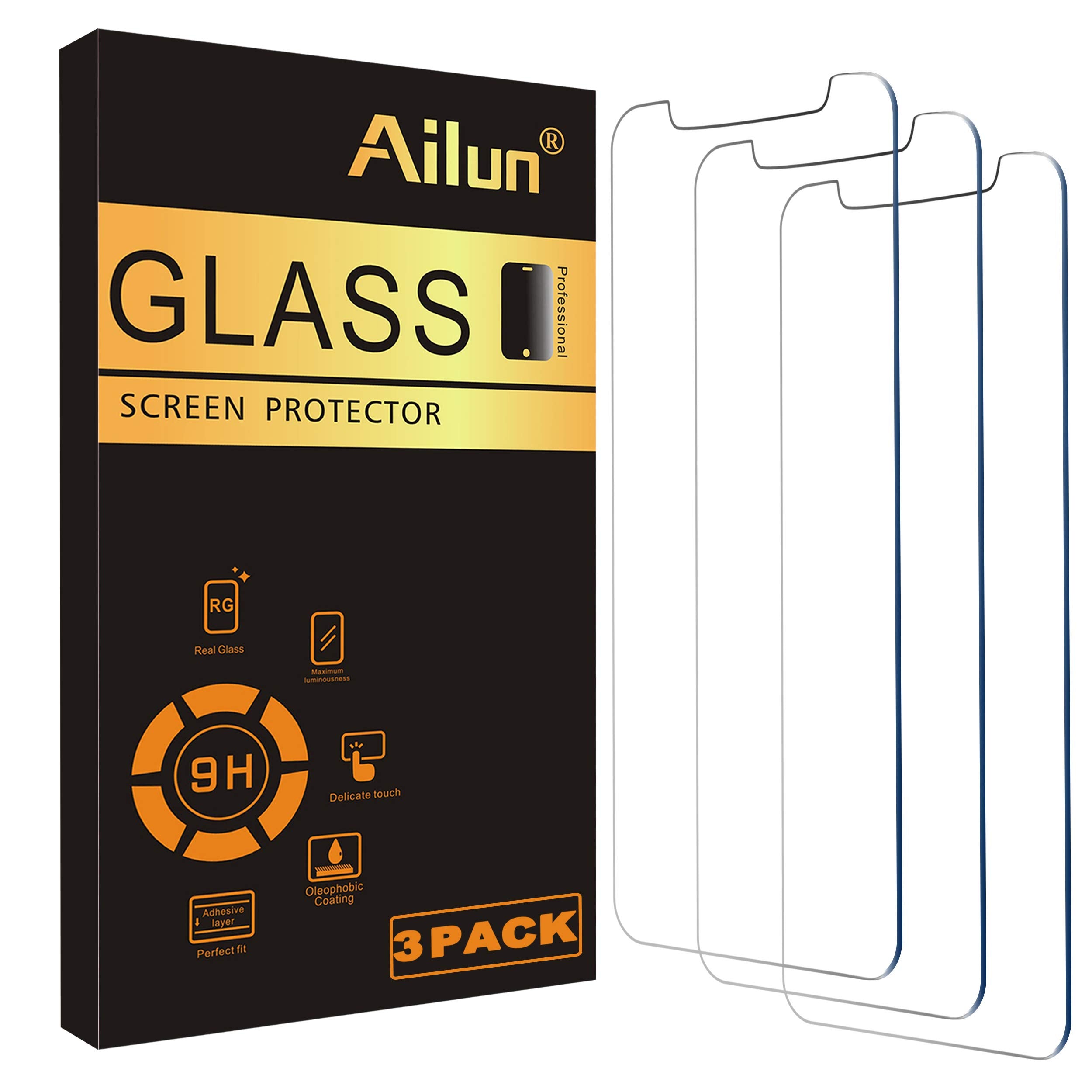 Ailun Glass Screen Protector For Iphone 12 / Iphone 12 Pro 2020 6.1 Inch 3 Pack Case Friendly Tempered Glass