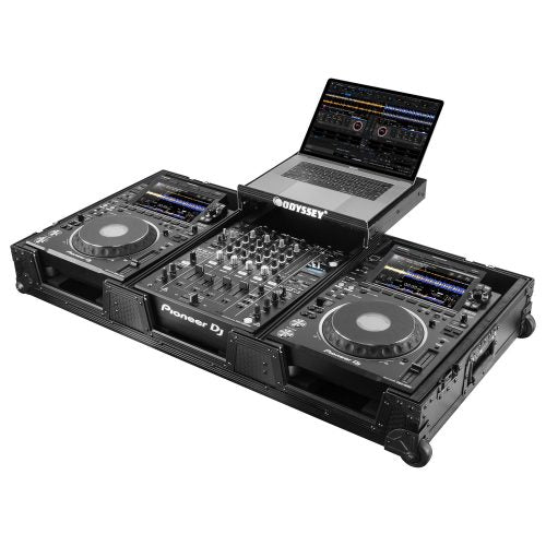 INDUSTRIAL BOARD GLIDE STYLE CASE FITTING MOST 12 inch DJ MIXERS AND TWO PIONEER CDJ3000