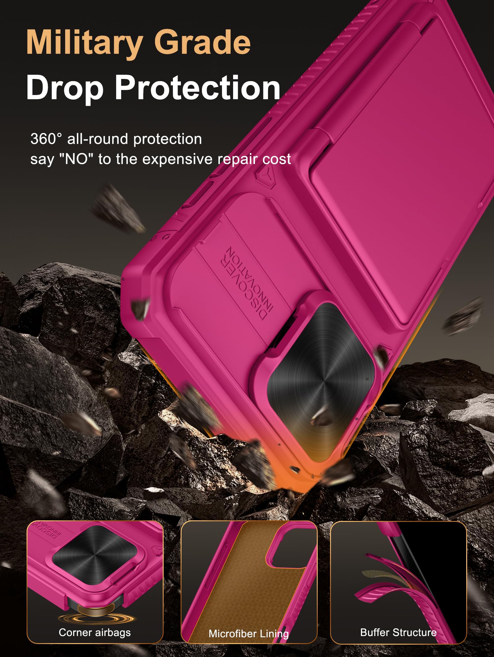 Vihibii For Iphone 16 Pro Max Case Wallet With Card Holder (4 Cards) [Rfid Blocking] & Slide Camera Cover & Raised Edges Protect