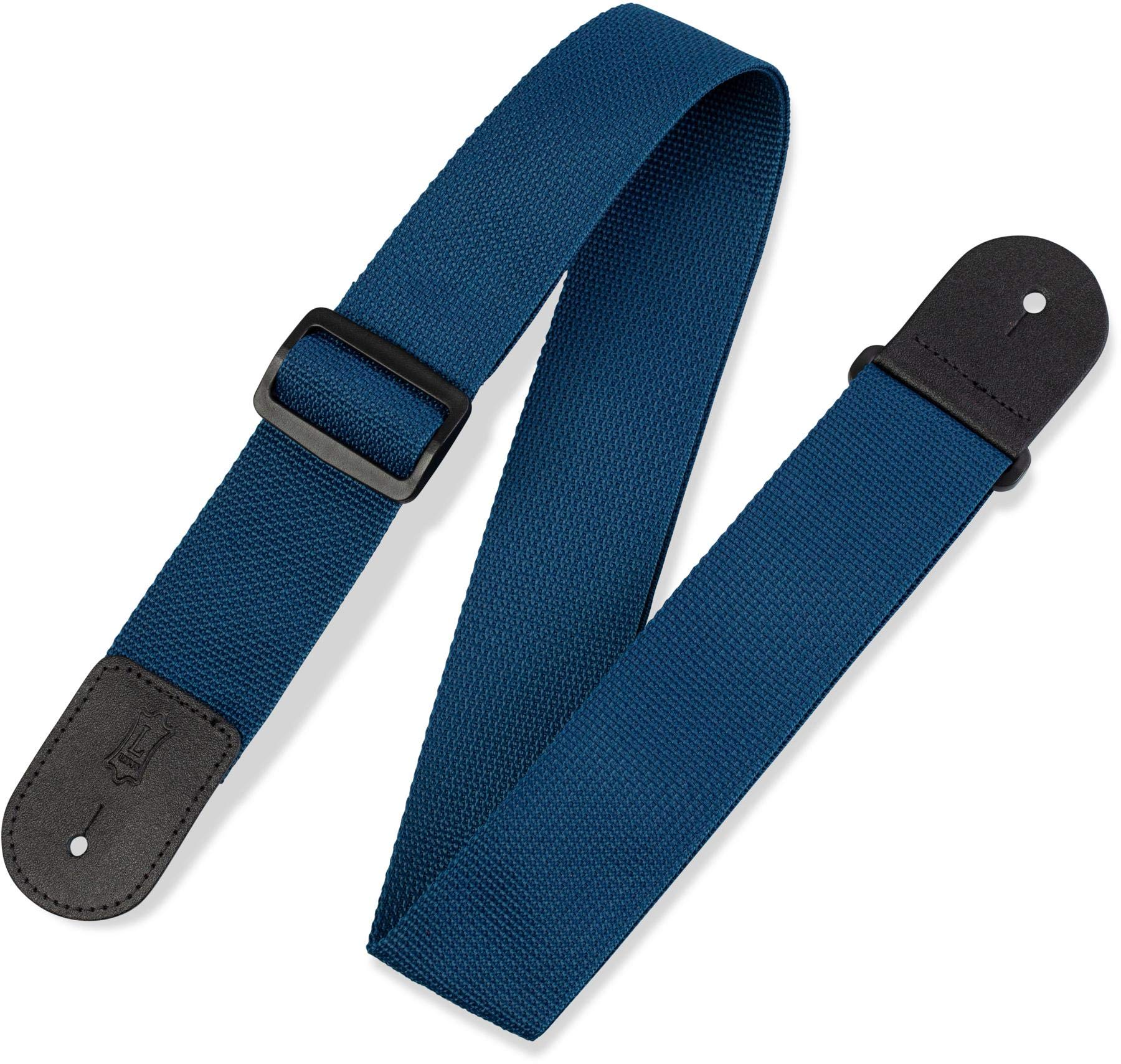 Levy'S Leathers 2'' Polypropylene Guitar Strap With Genuine Leather Ends And Tri Glide Adjustment. Navy (M8Poly Nav)