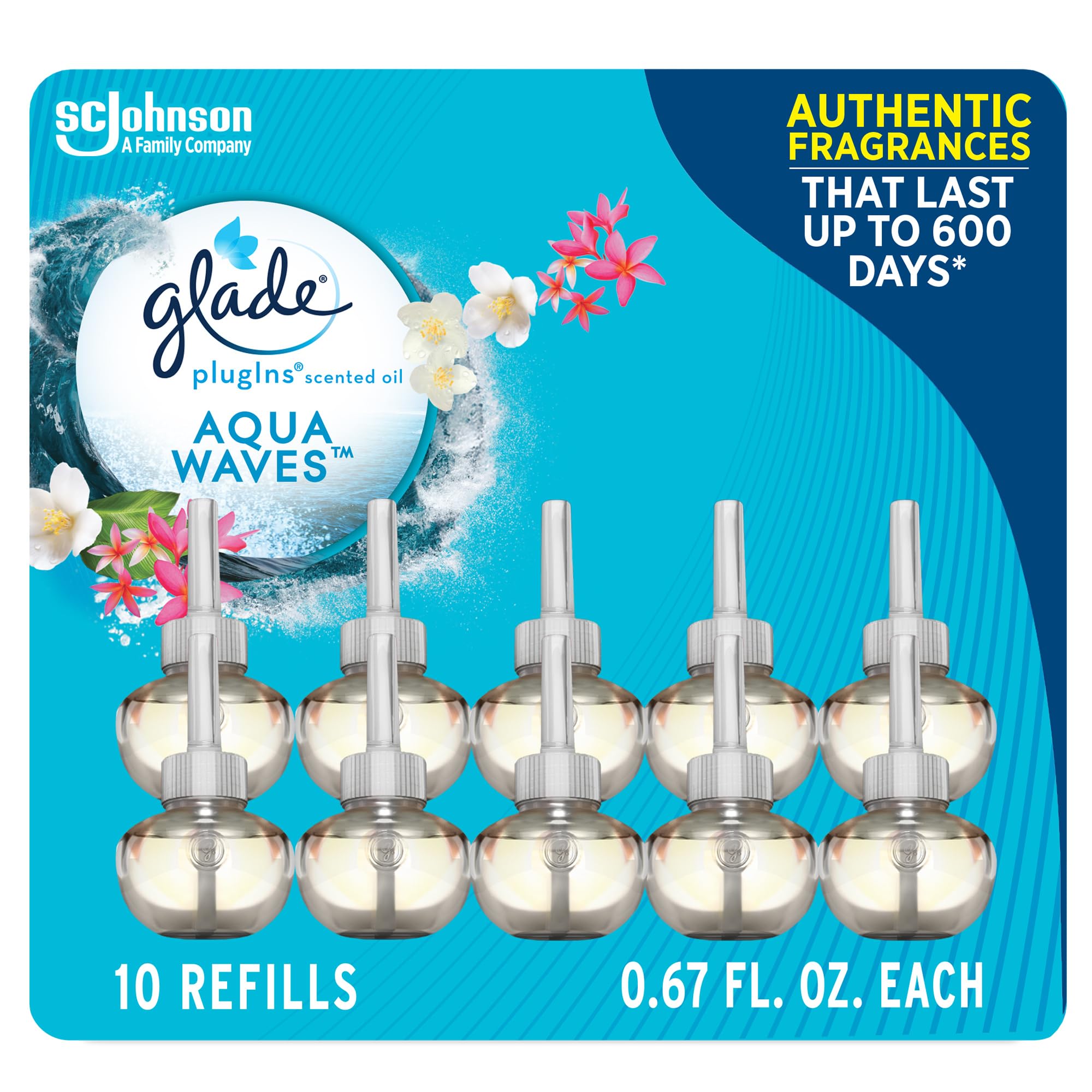 Glade Plugins Scented Oil 10 Refills, Aqua Waves