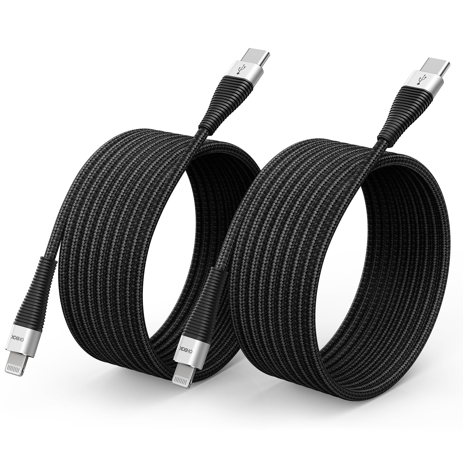 Usb C Iphone Charger 10Ft 2Pack, [Apple Mfi Certified] Long Usb C To Lightning Cable Braided Type C Fast Charging Cord For Iphone 14 13 12 11 8 7 6 6S Xr/Xs/Se/X, Ipad   Black