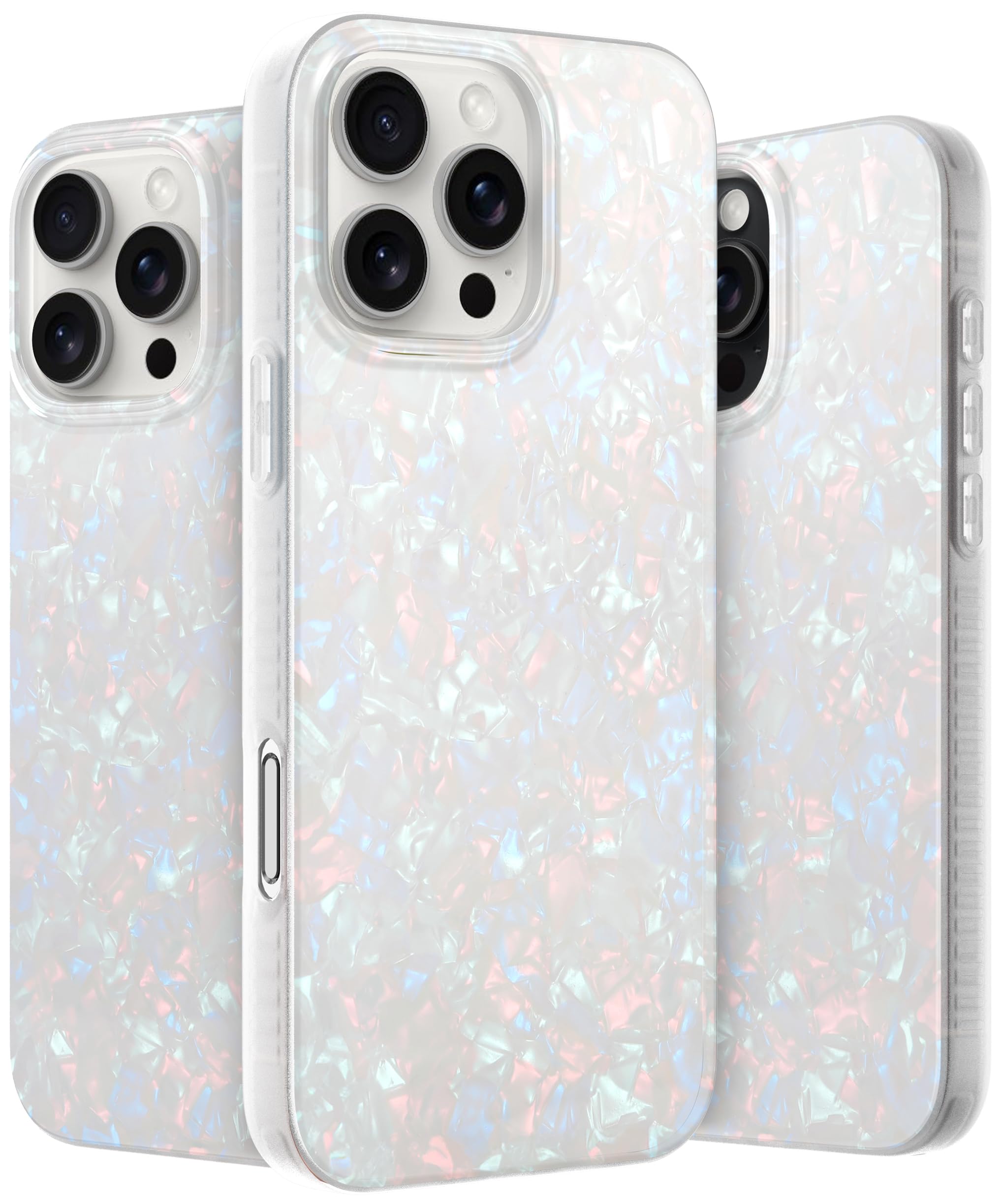 Lonli Hue   For Iphone 16 Pro Max Case   White Pearl Tort Phone Case   [360 Shock Absorbent Bumper]   Cute, Unique And Aesthetic