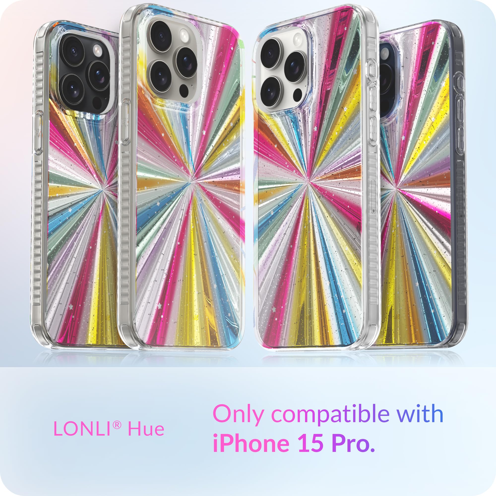 Lonli Hue   For Iphone 15 Pro Case   Cosmic Porta [10Ft Drop Protection]   Shockproof Cover With Color Changing Effect | Cute An
