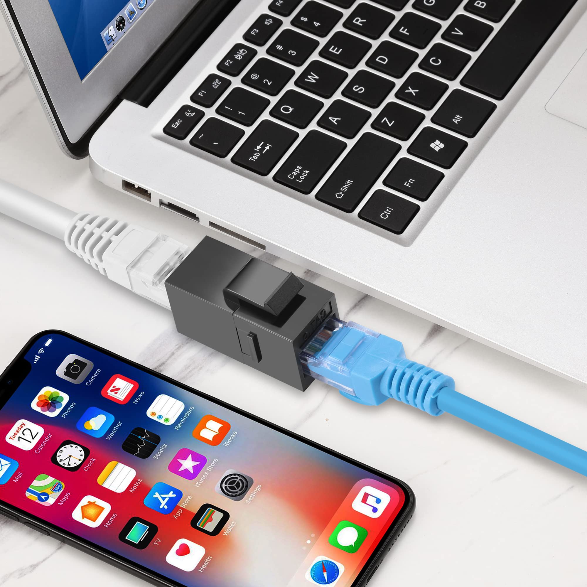 Rapink Rj45 Coupler Inline Keystone Jack, Female To Female Rj45 Keystone Coupler 25 Pack For Ethernet Cat6/Cat5E/Cat5 Cable Exte