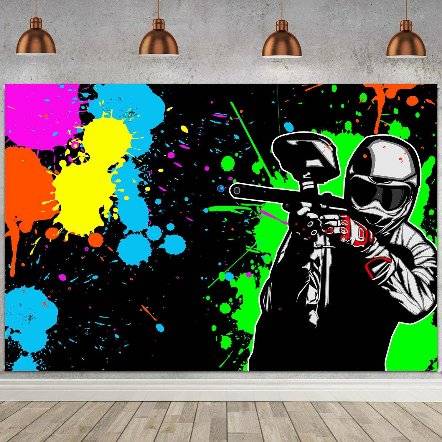 Shooting Game Backdrop Fhzon 5X3Ft Mess Splatter Art Party Colorful Graffiti Background For Photograph Theme Party Gaming Party