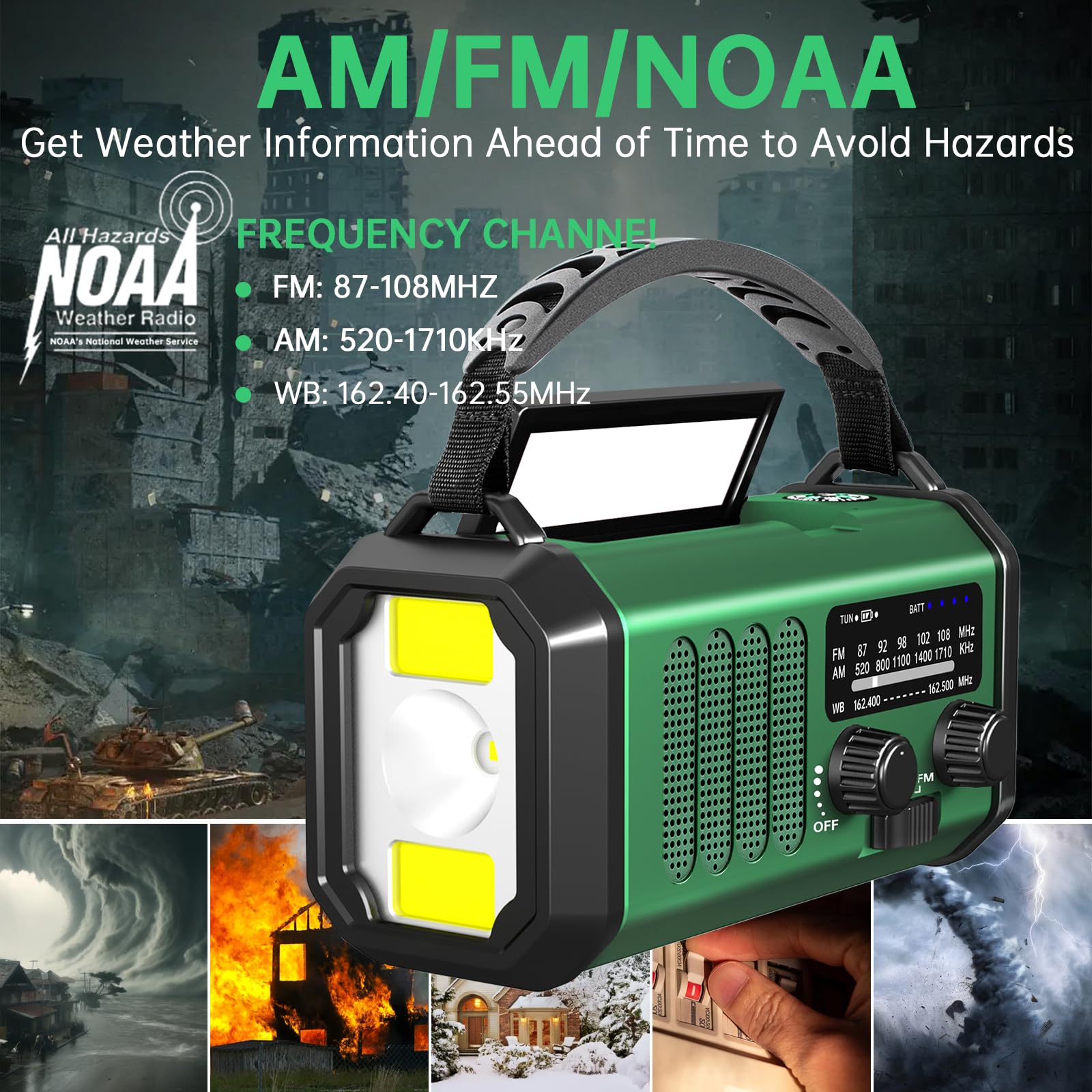 Tftdoup Emergency Radio Hand Crank Solar, Am/Fm/Noaa Weather Radio Built-In 20000Mah Battery Powered,Type-C Charger,Flashlight,