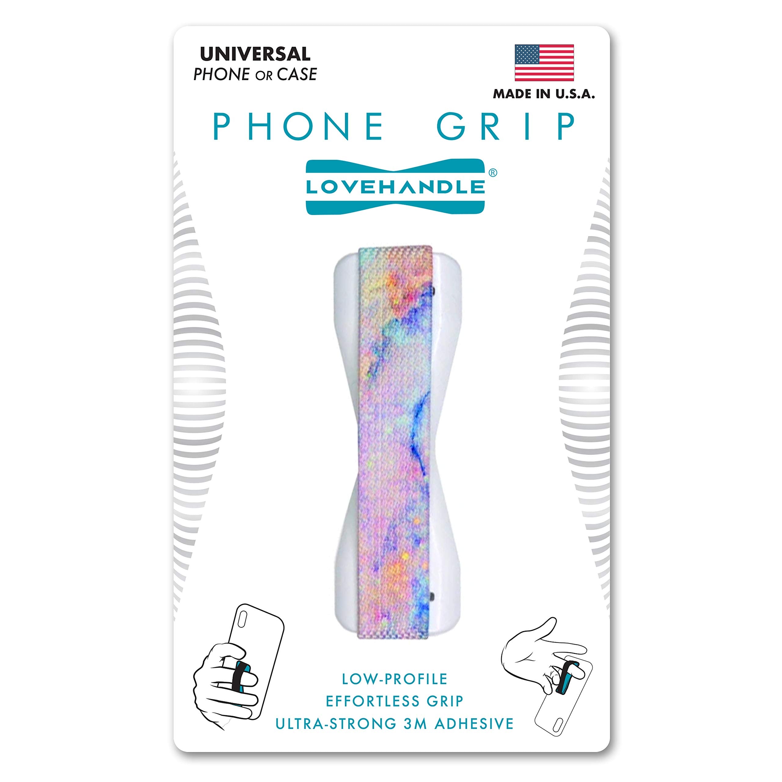 Lovehandle Universal Phone Grip For Most Smartphones, Mini Tablets And Cases, Magic Marble Design Elastic Strap With White Base, Lh 01 Magicmarble