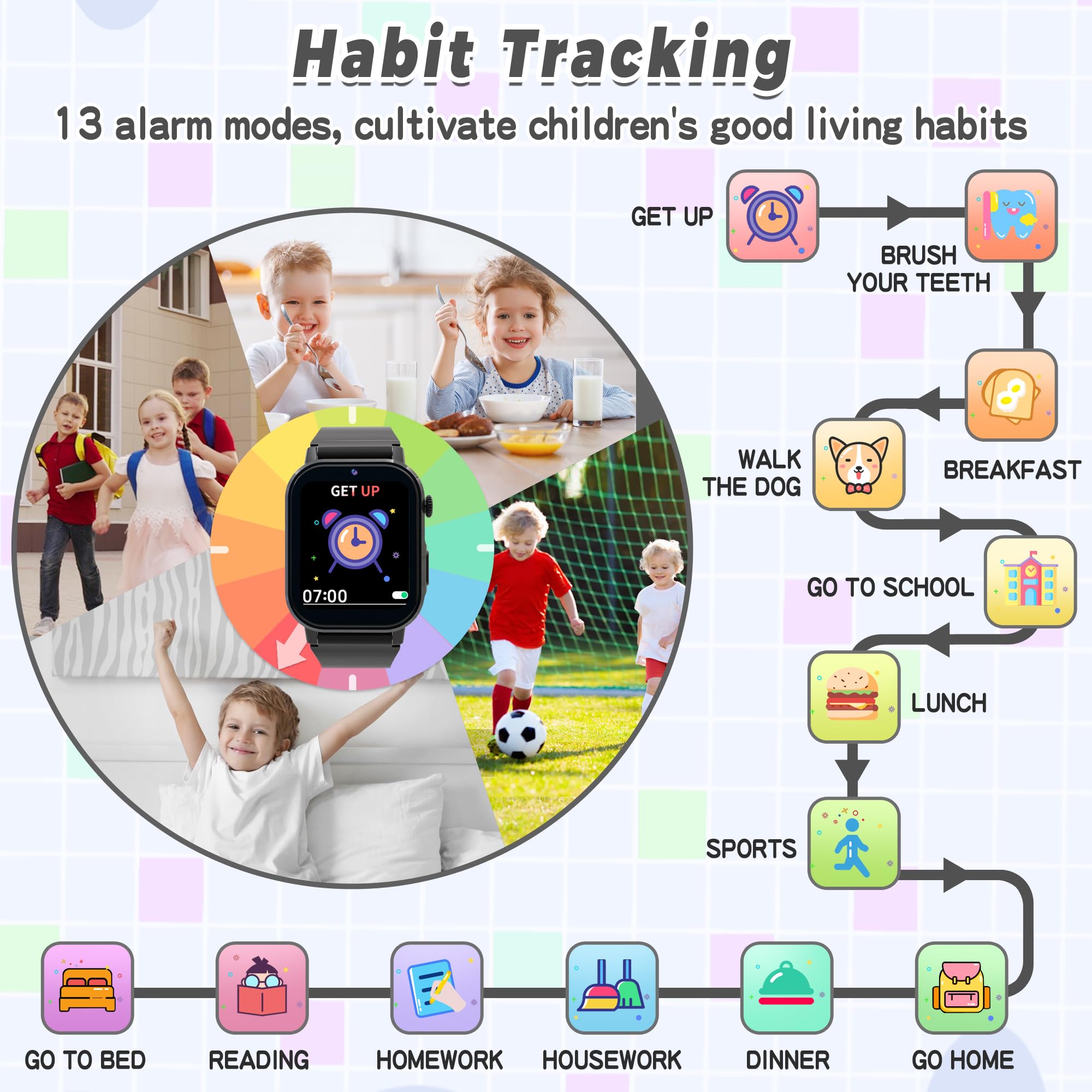 Kids Smart Watch Boys, Kids Game Smart Watch With 32 Games Hd Touch Screen Video Camera Music Player Audiobooks Pedometer Flashl