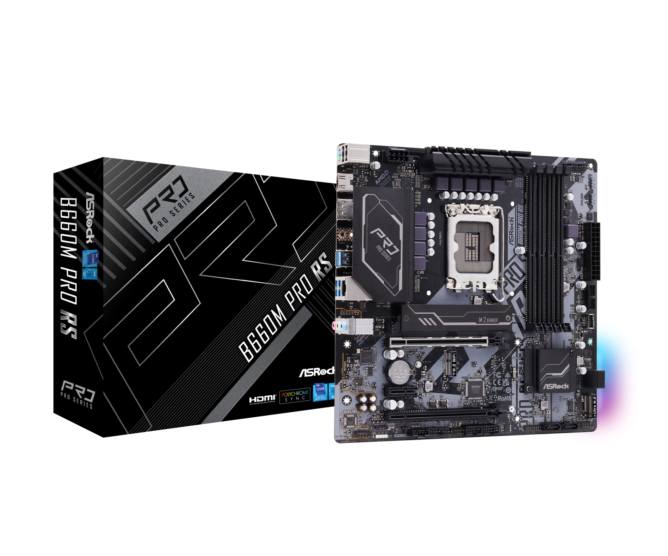 Asrock B660M Pro Rs Intel B660 Series Cpu (Lga1700) Compatible B660M Microatx Motherboard