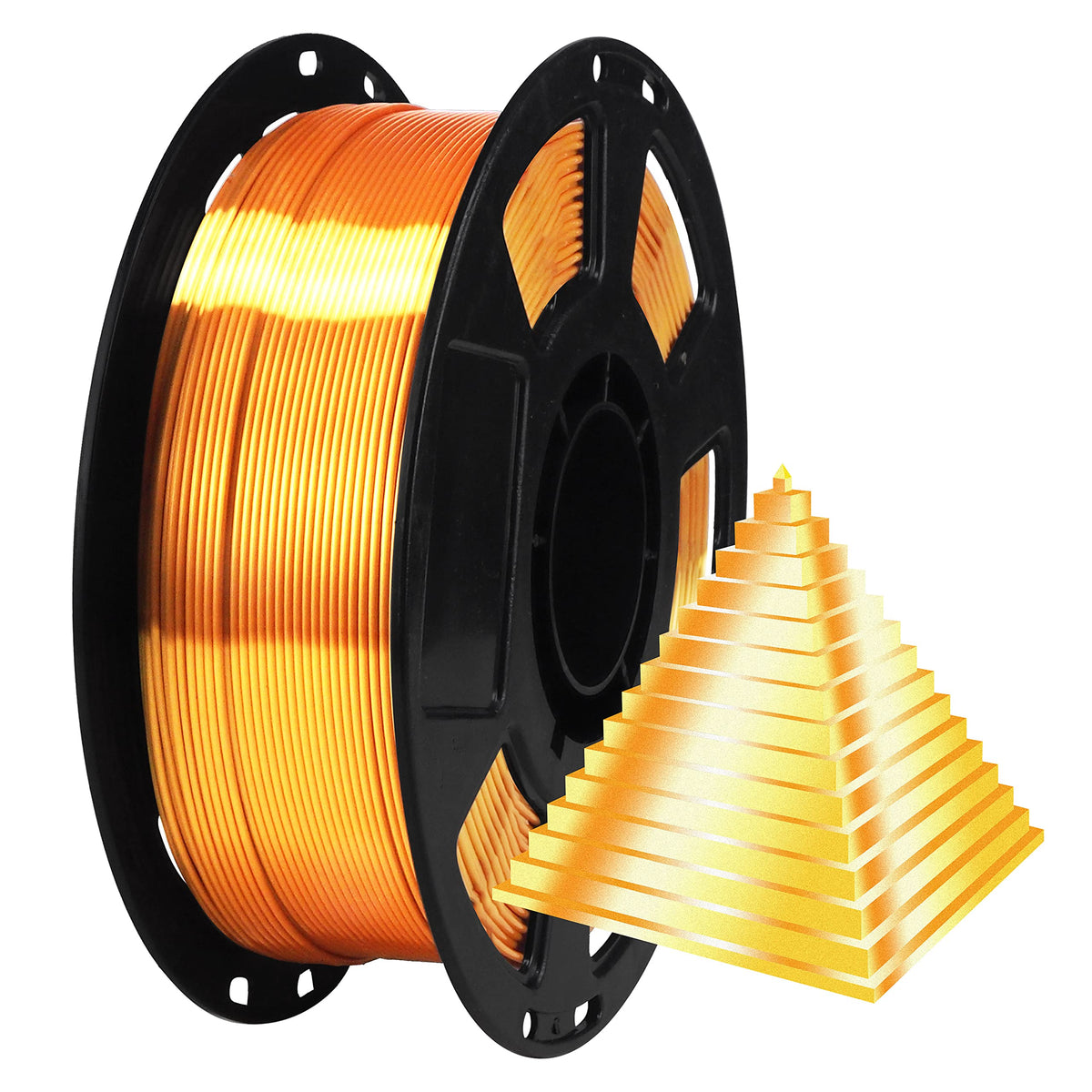 Bblife 1.75Mm Silk Metallic Gold Shiny Pla Filament, 1Kg 2.2Lbs 3D Printing Material, Widely Compatible For Fdm 3D Printers, Eas