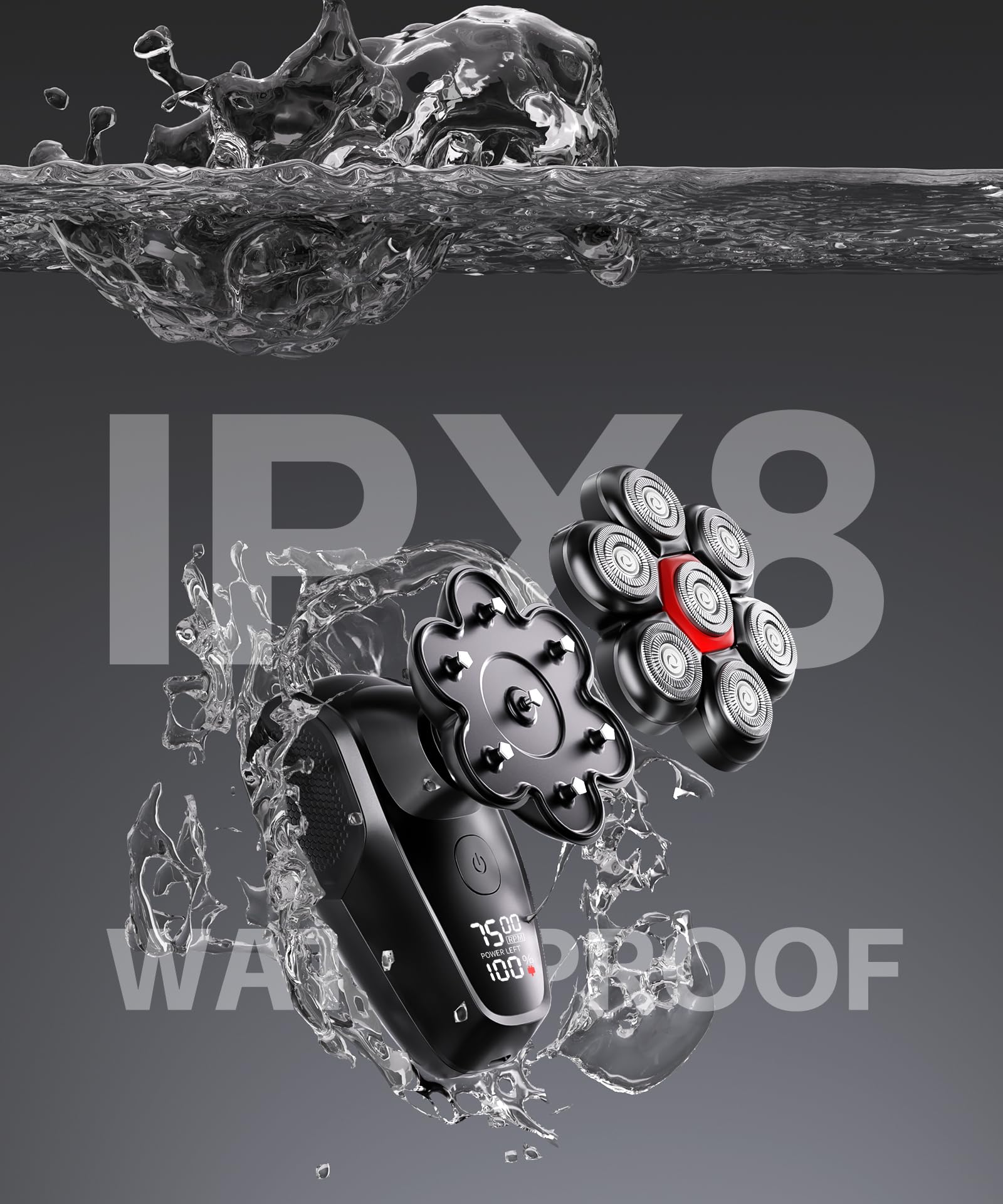 Head Shavers For Bald Men   Magnetic 7D Electric Razor Ipx8 Waterproof For Bald Men, Wet/Dry Led Display Rechargeable Rotary Sha