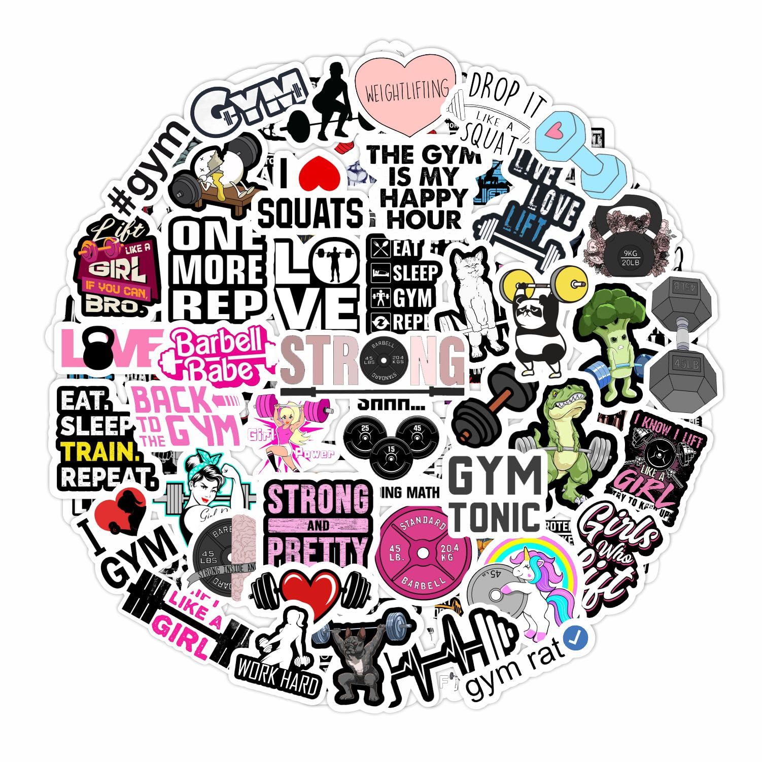 100Pcs Gym, Workout And Weightlifting Stickers For Water Bottle & Laptop   Workout Gifts For Women, Mom   Waterproof Vinyl Decal