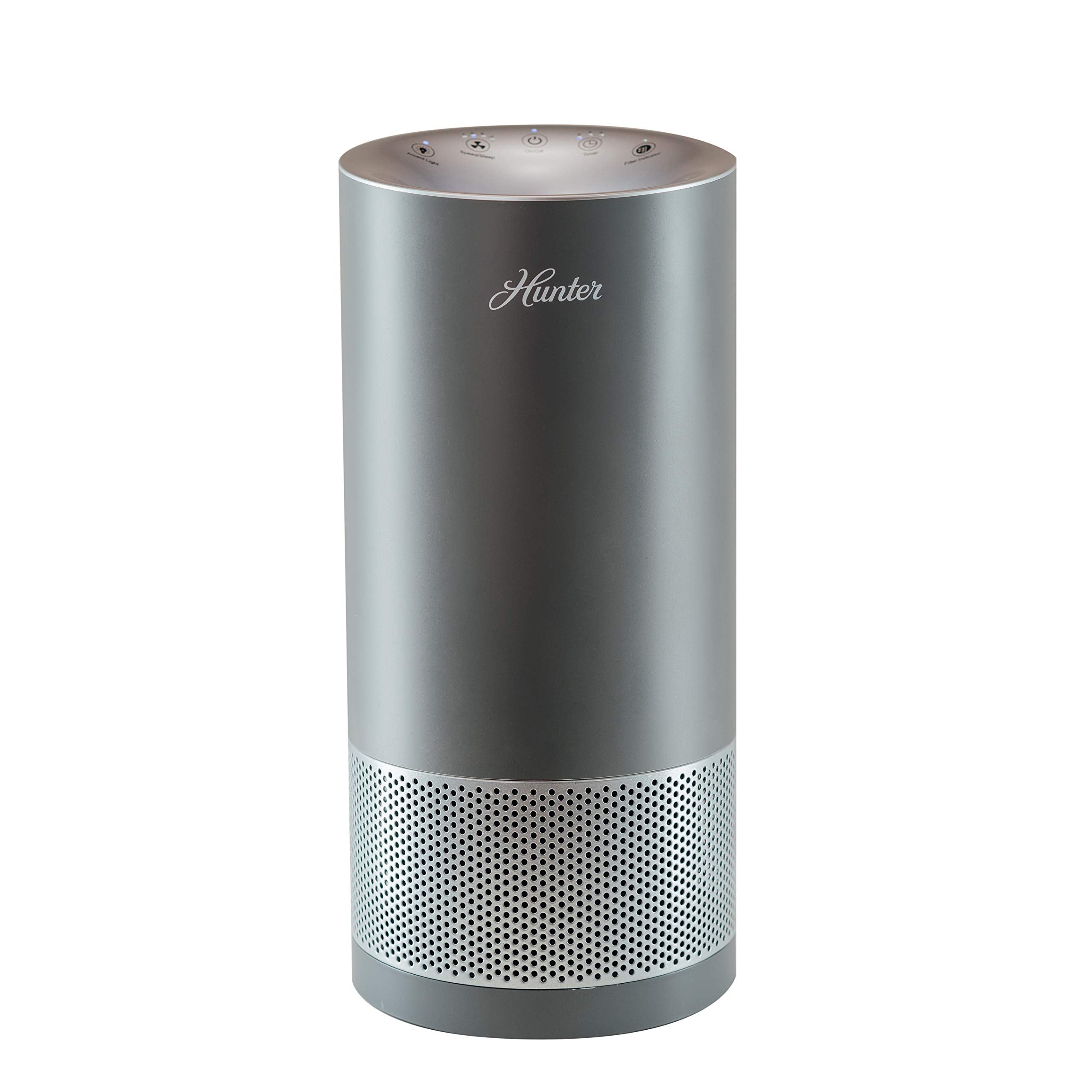 Hunter Fan Company HP400 Round Tower Air Purifier for Small Rooms, Featuring True HEPA Filtration and EcoSilver Pre-Filter for A