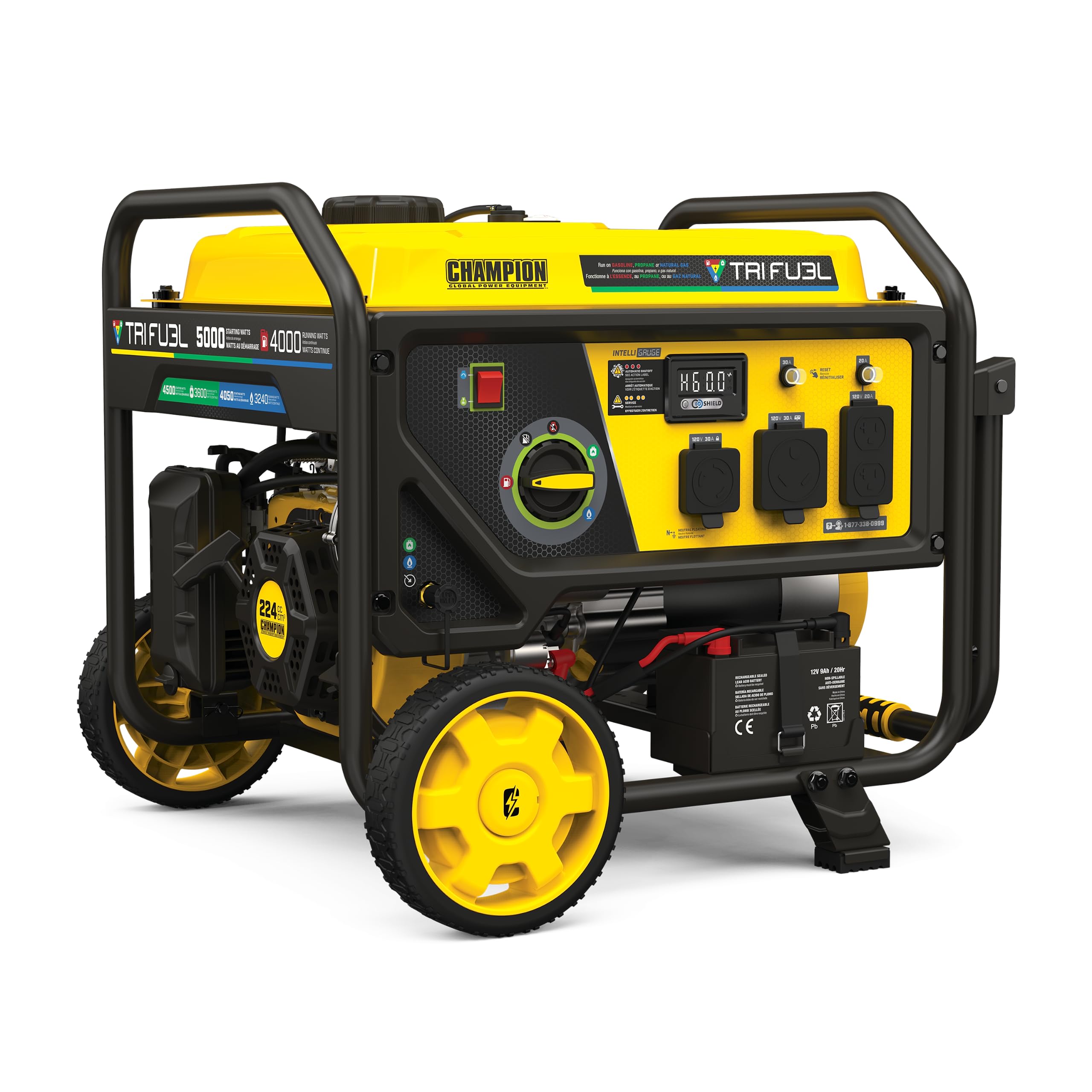 Champion Power Equipment 5000 Watt Electric Start Tri Fuel Rv Ready Portable Generator With Co Shield