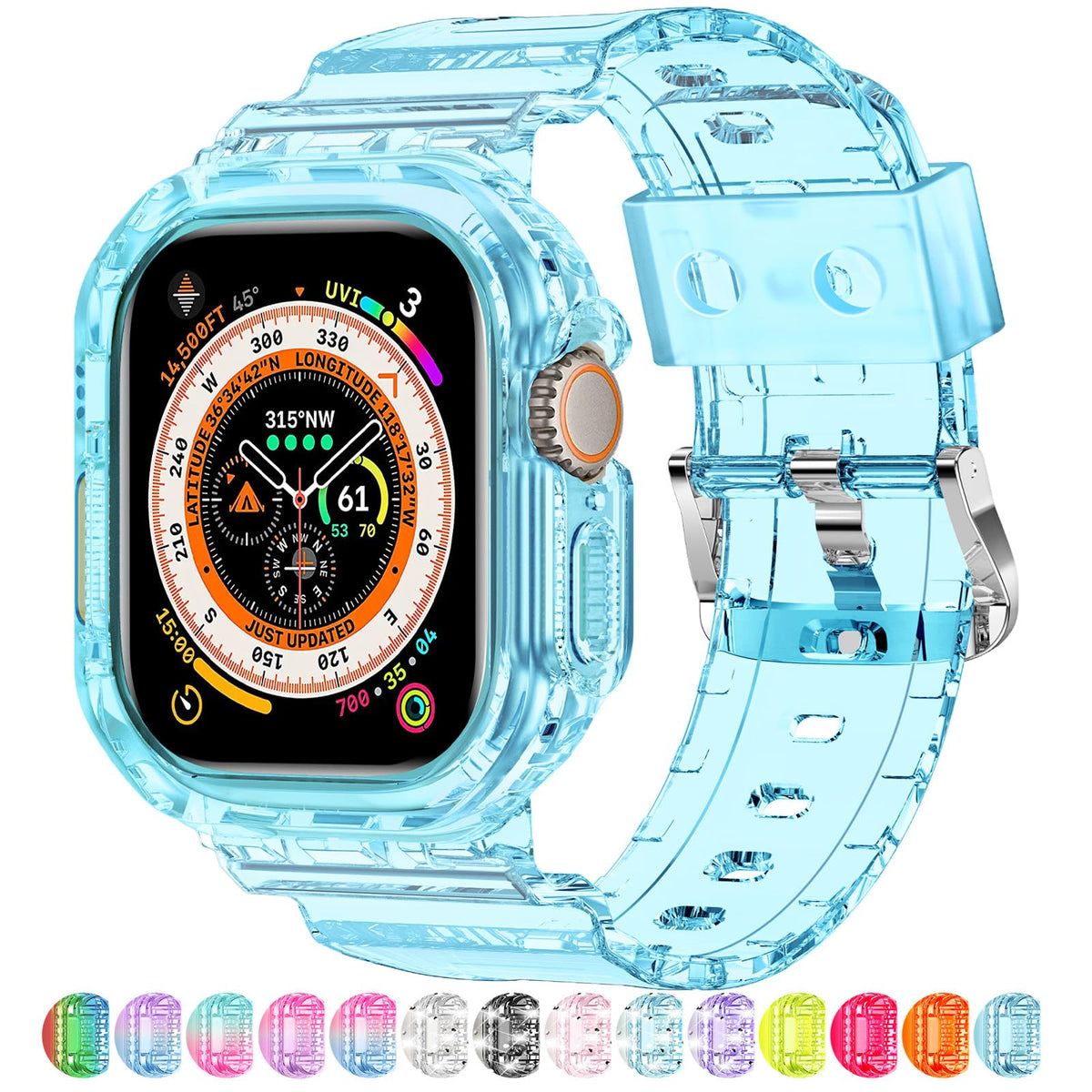 Xyf Compatible For Crystal Clear Apple Watch Ultra 2 Bands, 49Mm Bumper Case Men Women Jelly Case Band For Iwatch Ultra 2/1 Seri