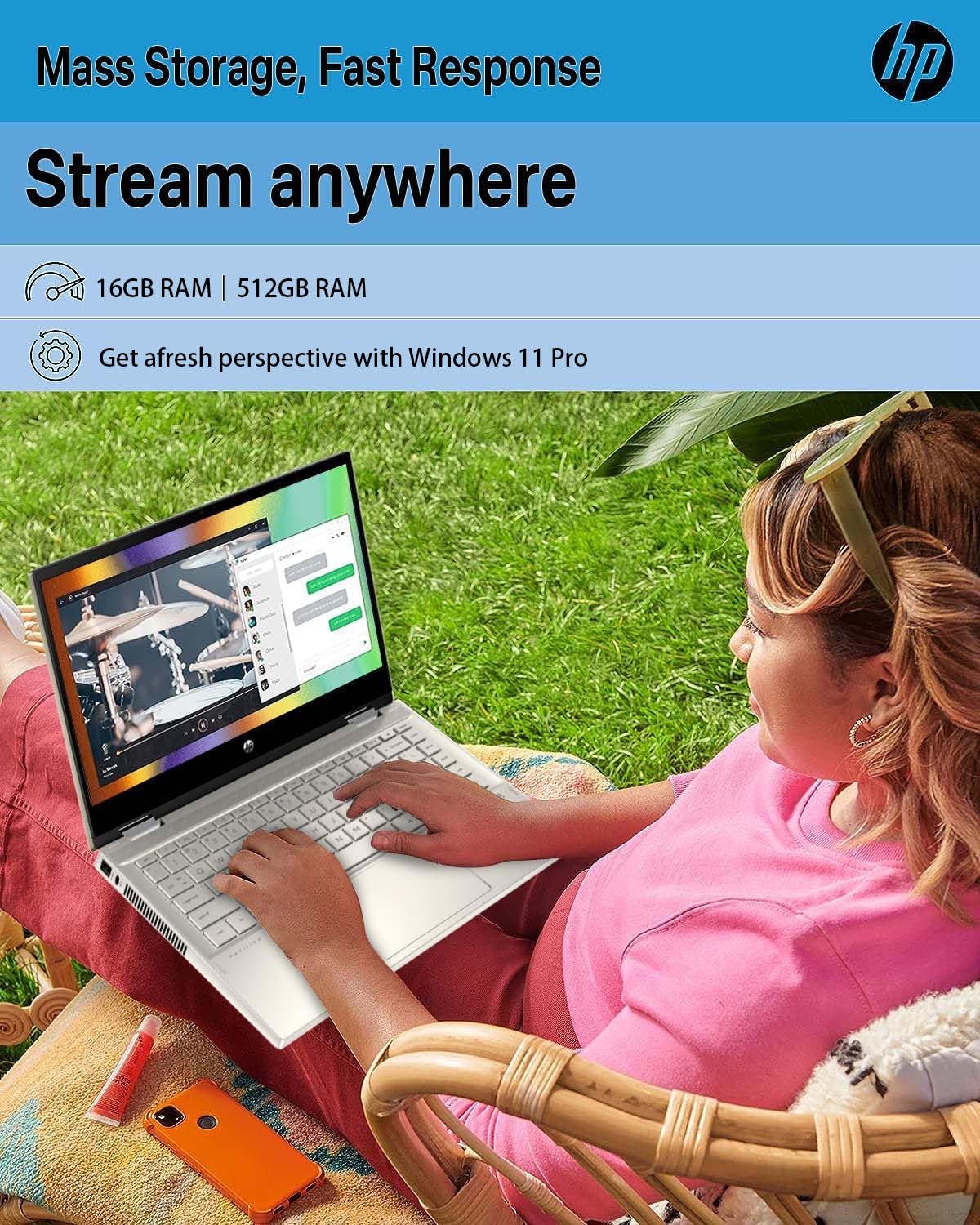 Hp Pavilion X360 2 In 1 Laptop, 14 Inch Fhd Touch Screen, Intel Core I5 1135G7, Windows 11 Pro (16Gb Ram | 512Gb Ssd)