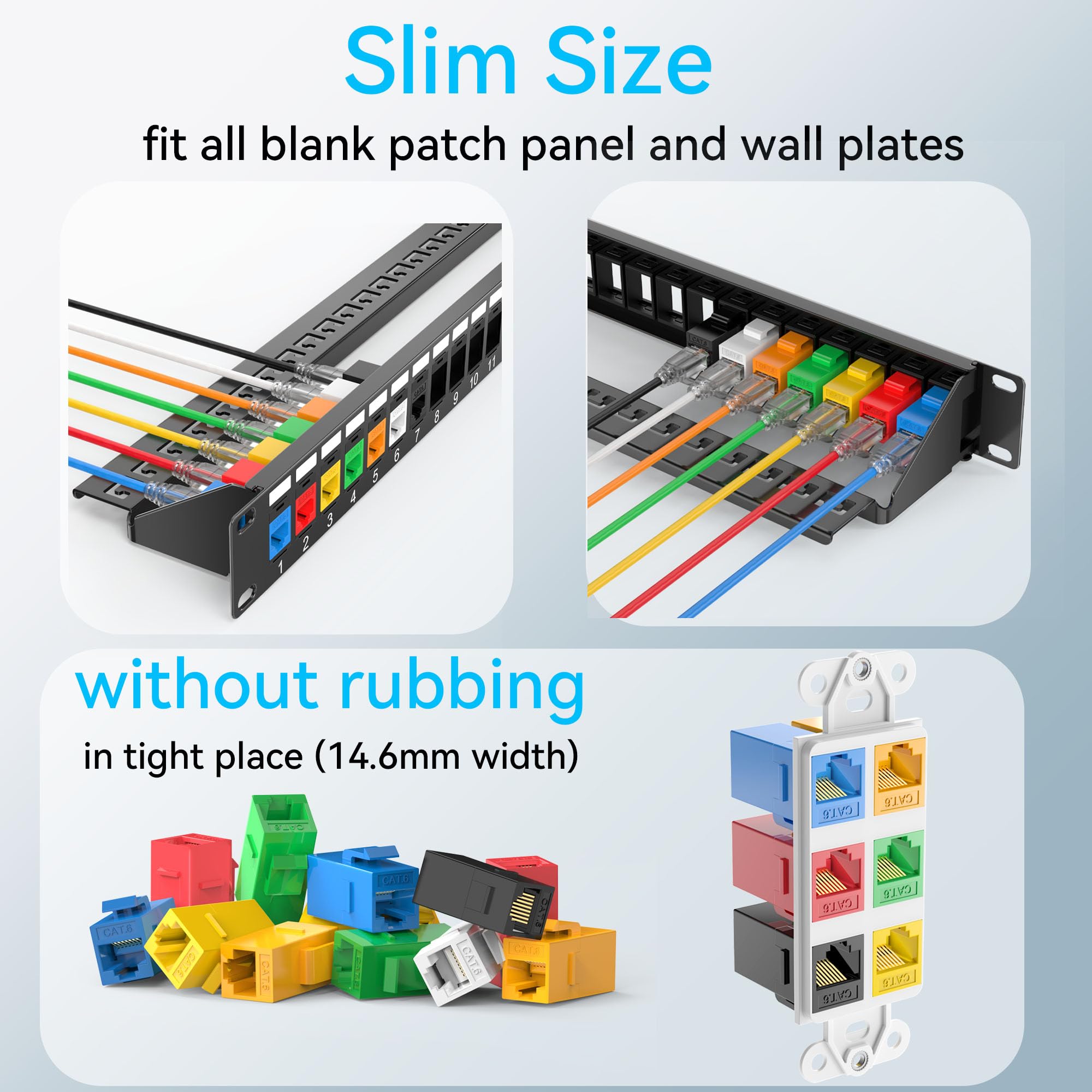 Sokqovt Cat6A Rj45 Keystone Coupler (24 Pack), Cat6 Keystone Jack Female To Female, Cat 6A Inline Keystone Jacks For Wall Plate