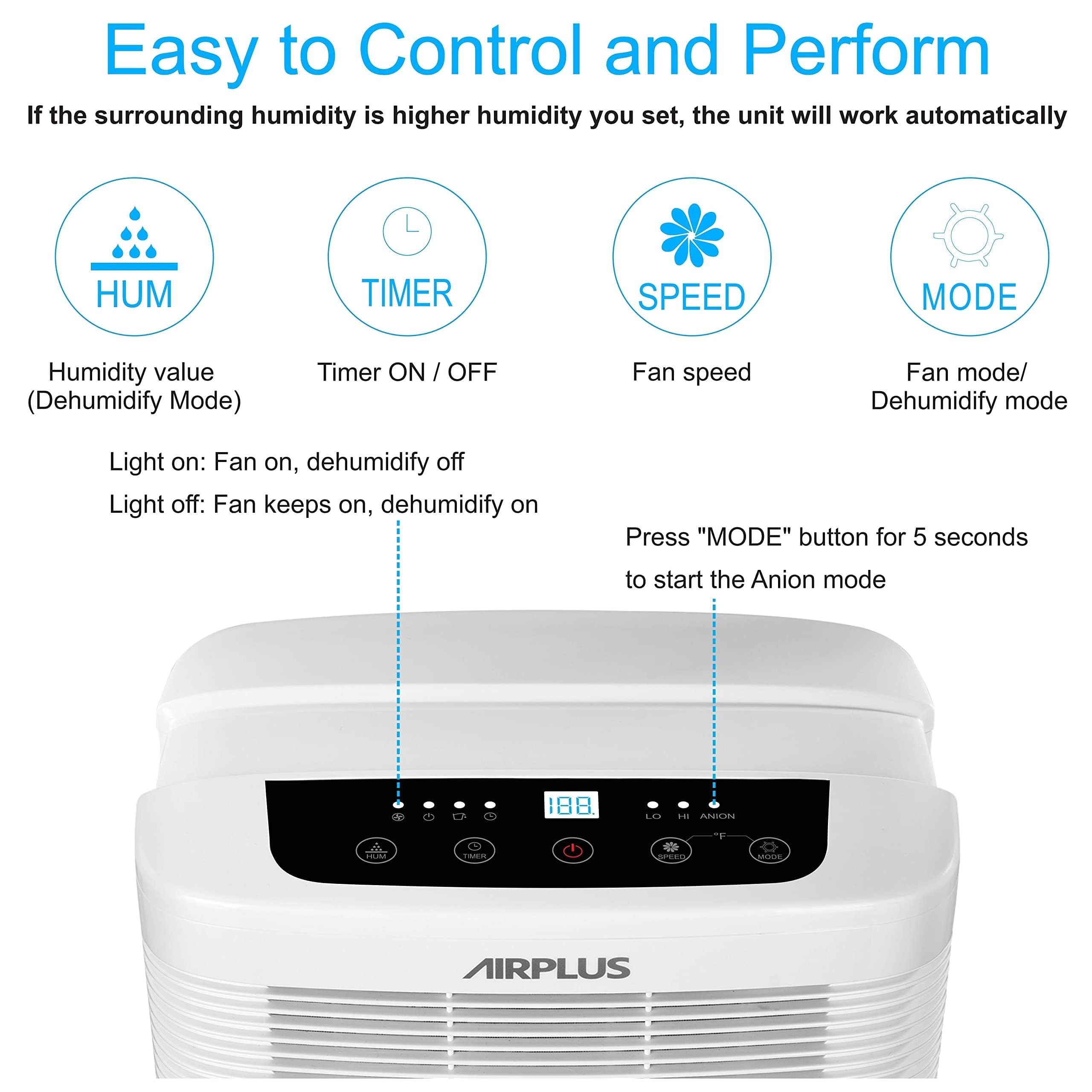 Airplus Dehumidifiers For Home, 3000 Sq. Ft 35 Pint Dehumidifier For Basement With Drain Hose, Ideal For Large Room, Bathroom &