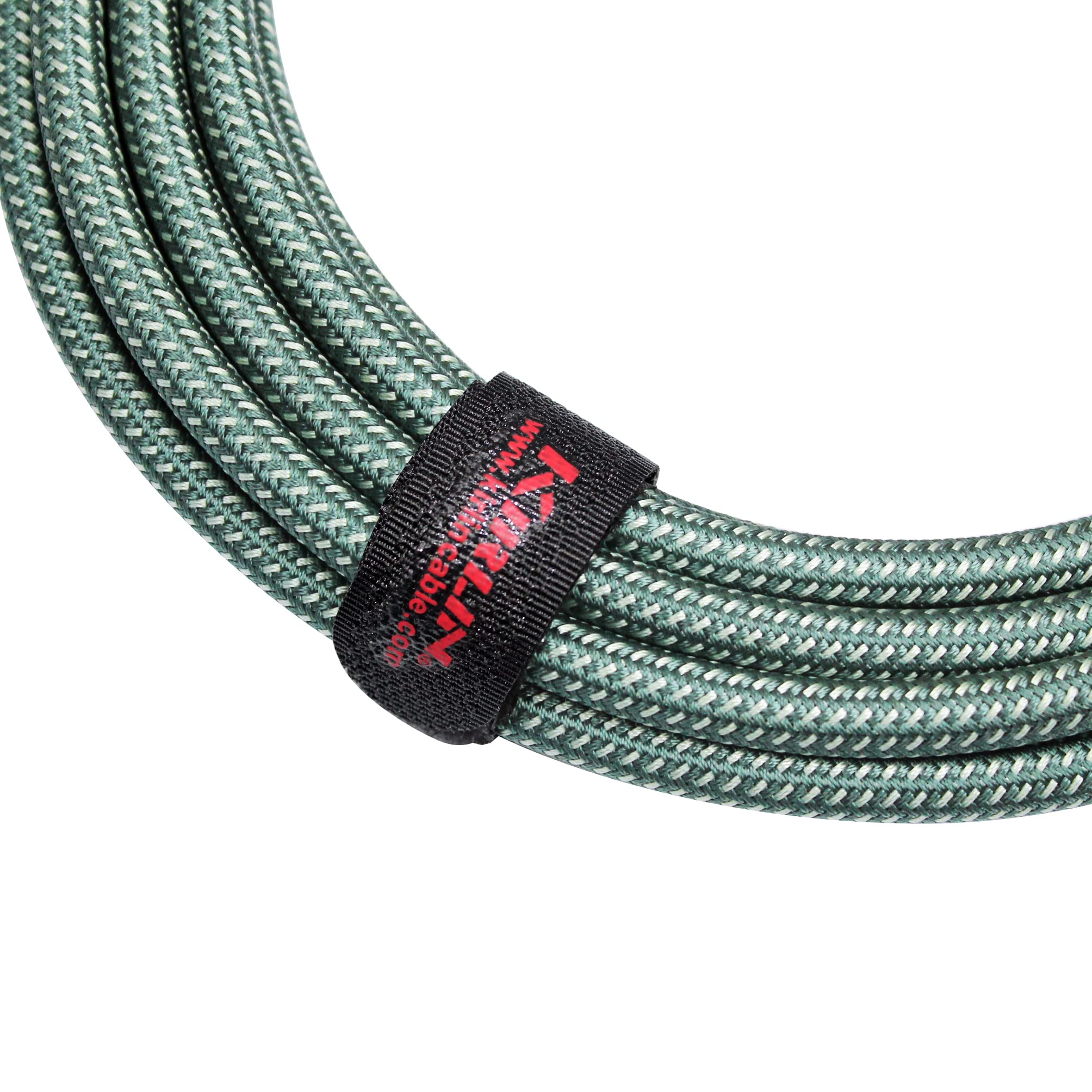 Kirlin Cable Iwb-201Pfg-10/Ol 10-Feet 1/4-Inch Straight Premium Plus Instrument Cable, Olive Green Tweed Woven Jacket