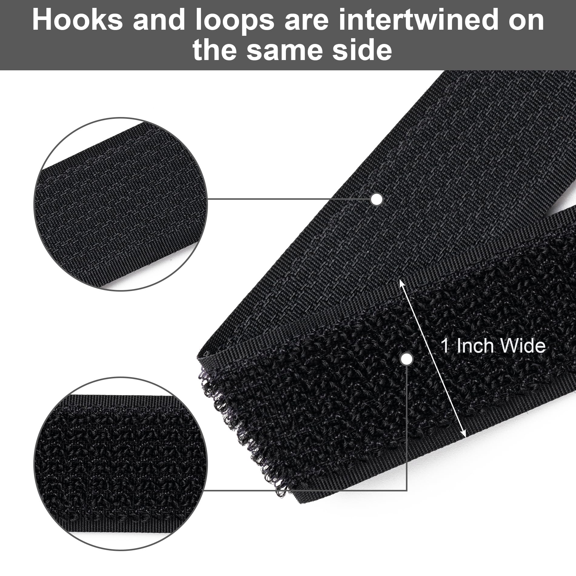 1''X16Ft Hook And Loop Straps With 25 Metal Buckles, Adjustable Fastening Cable Straps, Free Cut Length, Reusable Nylon Cable Ti