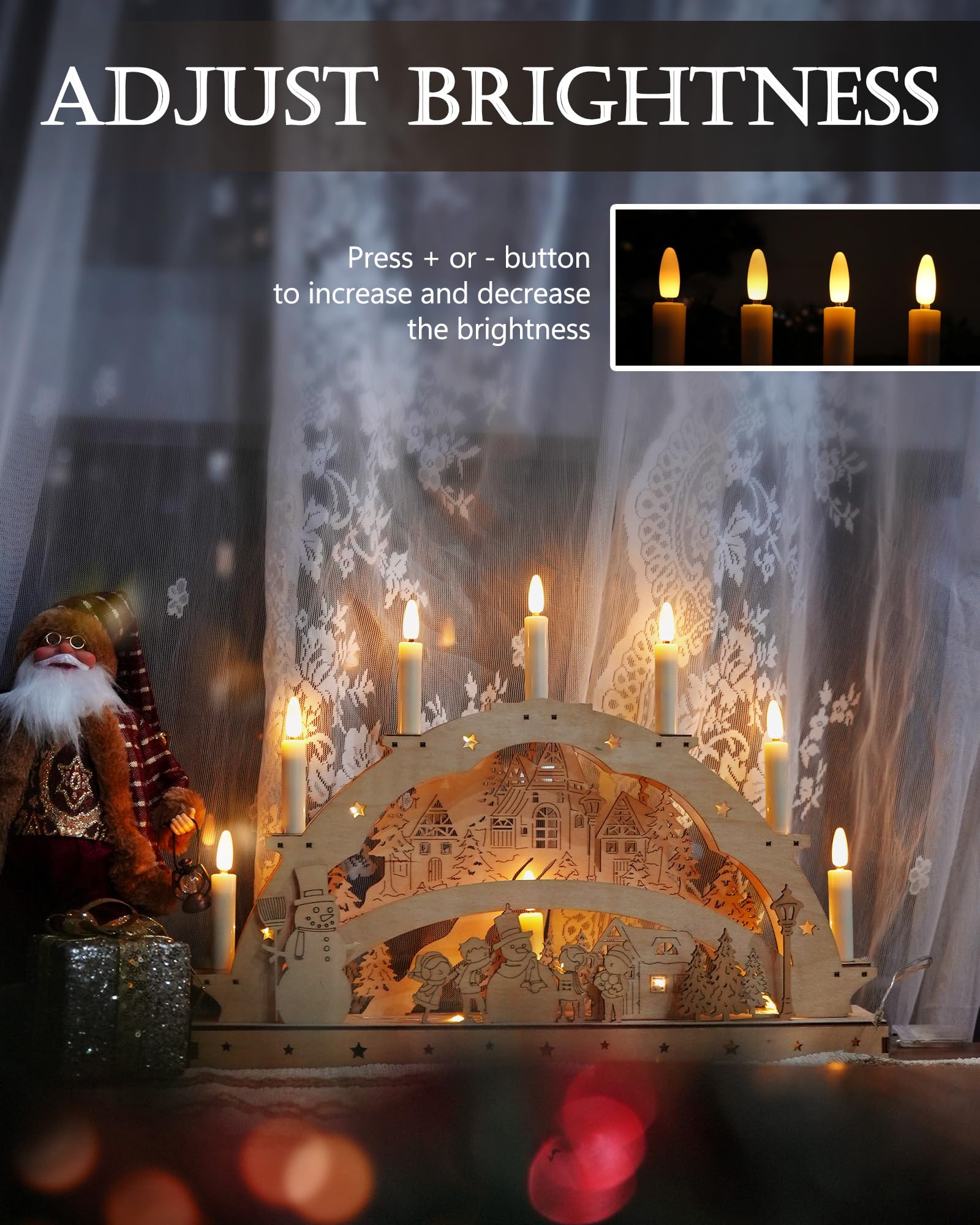 Fpoo 20 Pcs Christmas Tree Candles Lights Flickering,Clip On Candle Battery Operated Taper Candle Stick With Timer,Mini Flameles