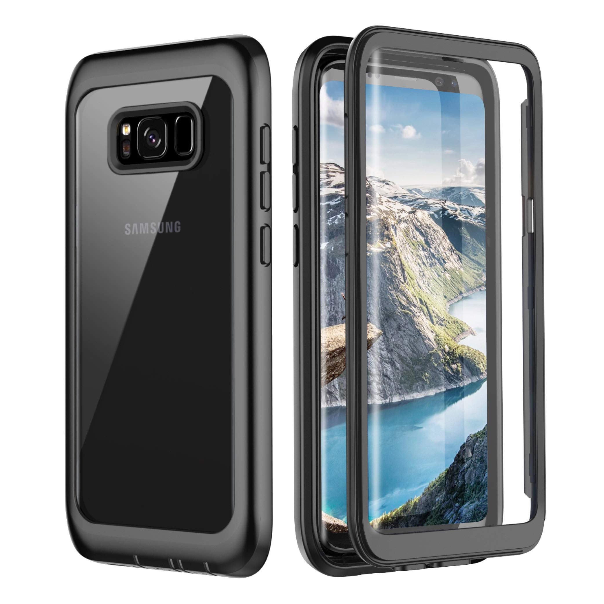 Pakoyi Samsung Galaxy S8 Case, Full Body Bumper Case Built In Screen Protector Slim Clear Shock Absorbing Dustproof Lightweight