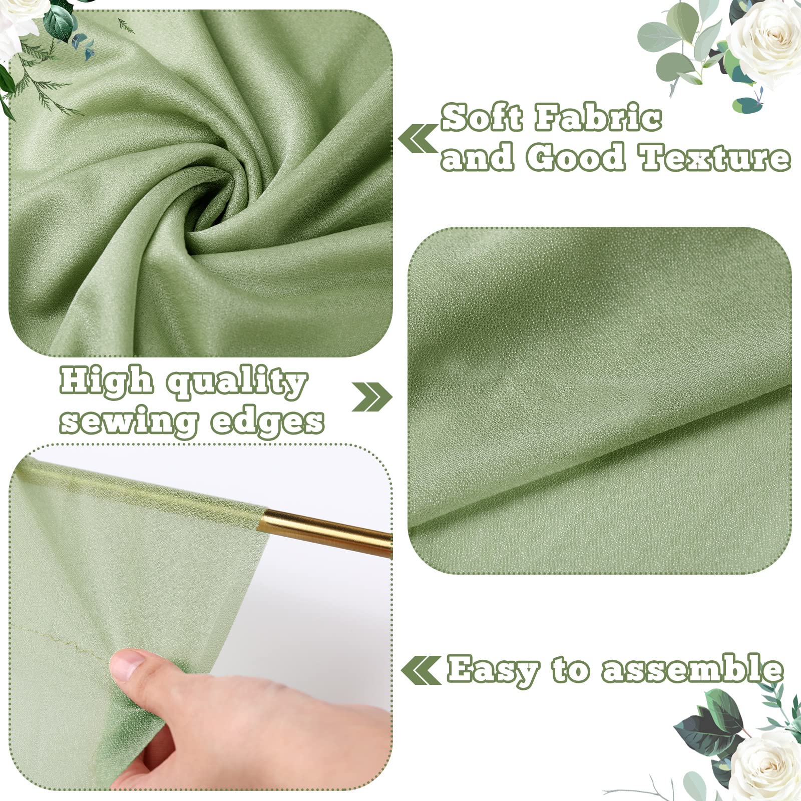 Bbto 2 Panels Sage Green Backdrop Curtain 5Ft X 10Ft Polyester Wrinkle Free Green Photo Curtains Drapes Fabric Decoration For We