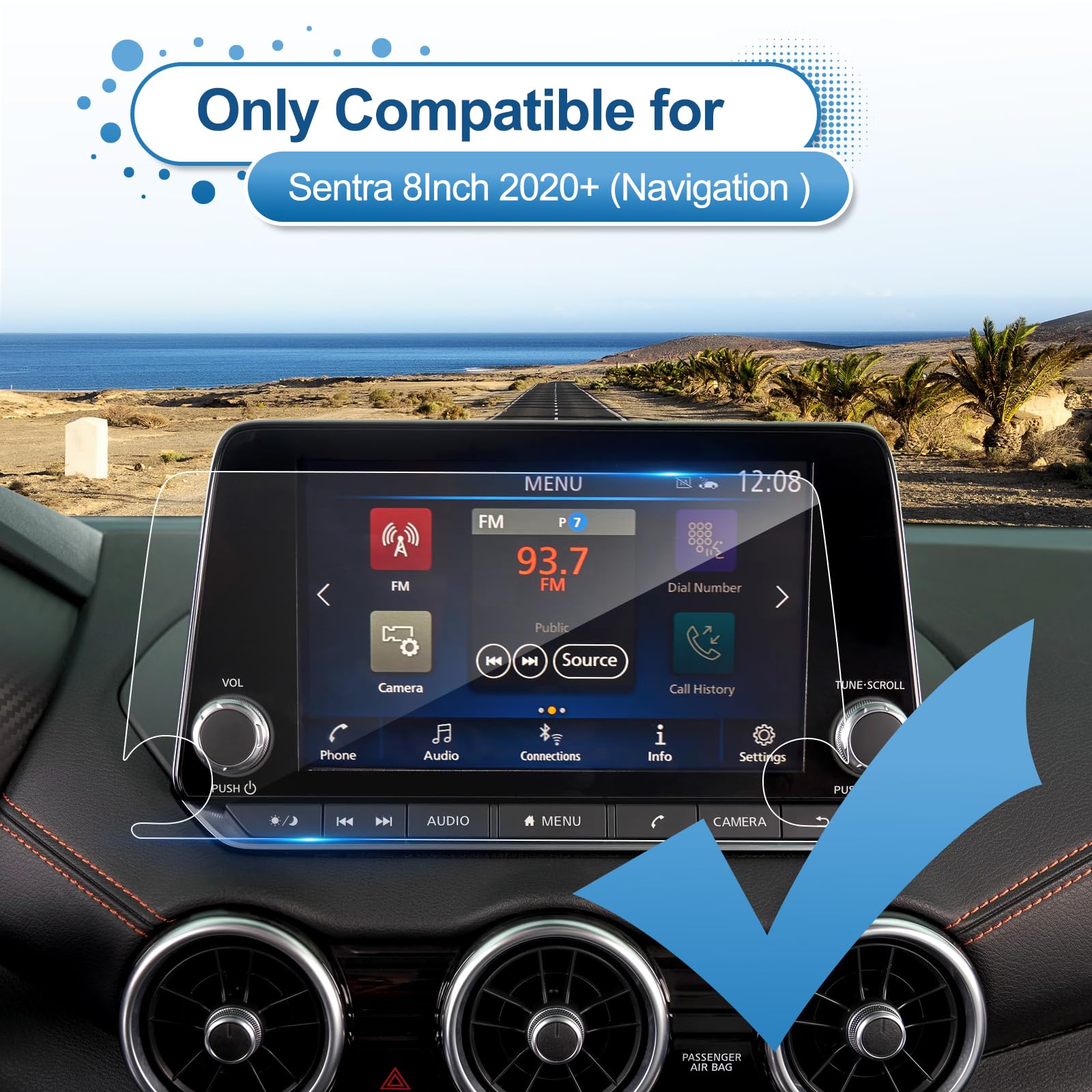 Coleya 2020 2023 2024 Sentra Screen Protector For Nissan Sentra (Sv/Sr) 8 Inch Touch Screen, 2023 N Issan Sentra Tempered Glass