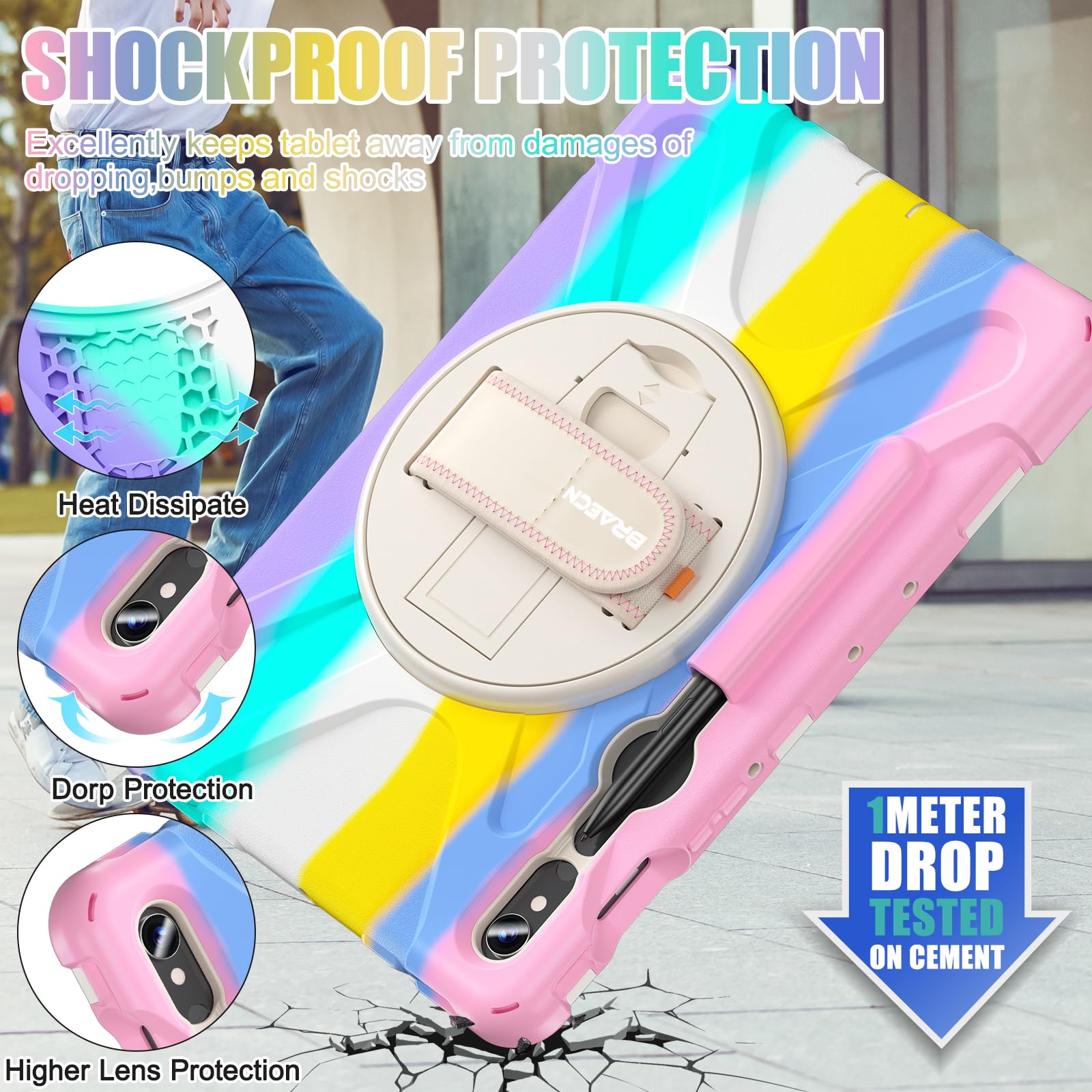 Braecnstock Kids Case For Samsung Galaxy Tab S9/S8/S7 11 Inch 2023/2022/2020 S9 Fe 10.9 Inch 2023 Shockproof Protective S9/S8/S7