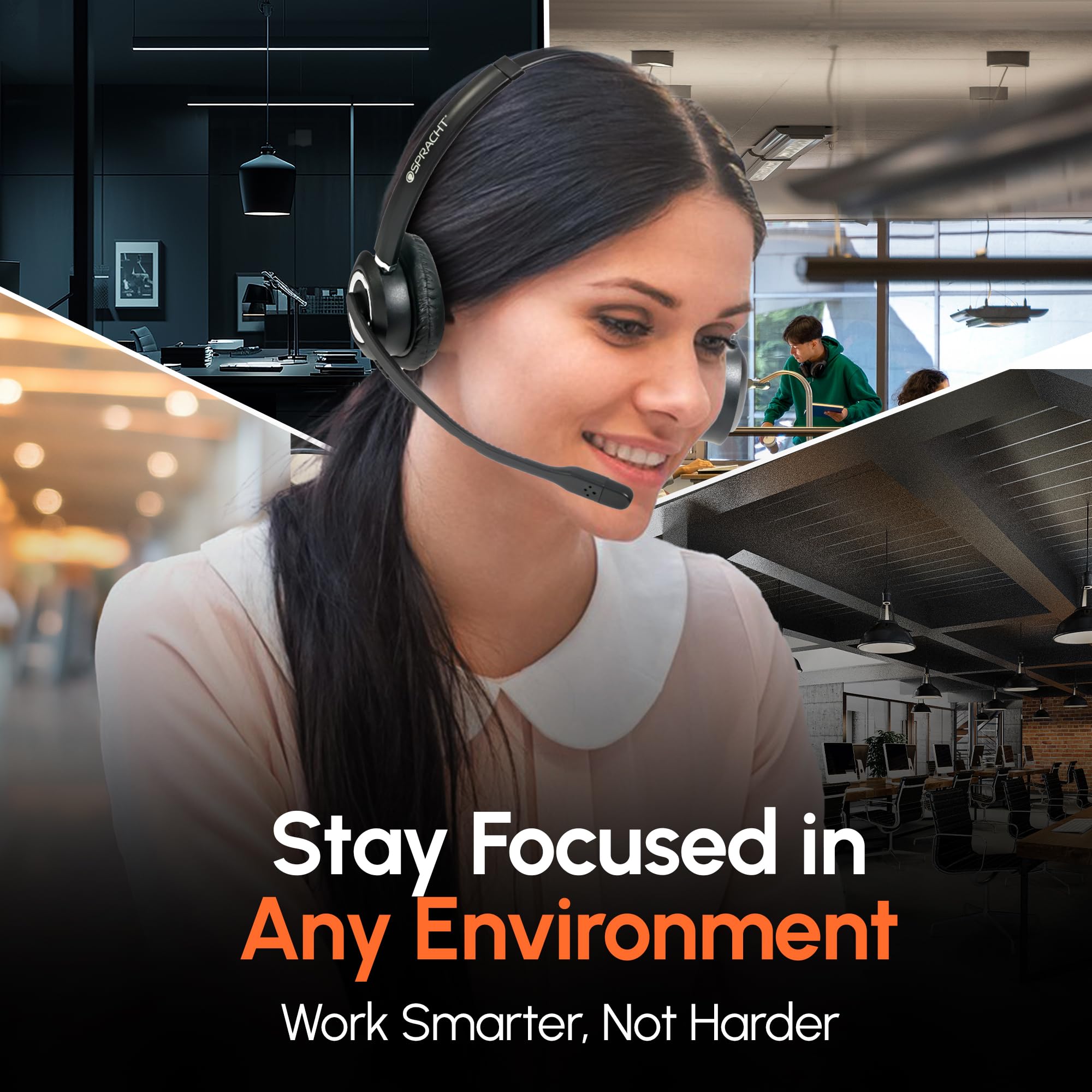 Spracht Zum Rj9 Dual Ear Headset With Noise Canceling Microphone For Desk Phones | Compatible With Desk Phones | Not For Compute