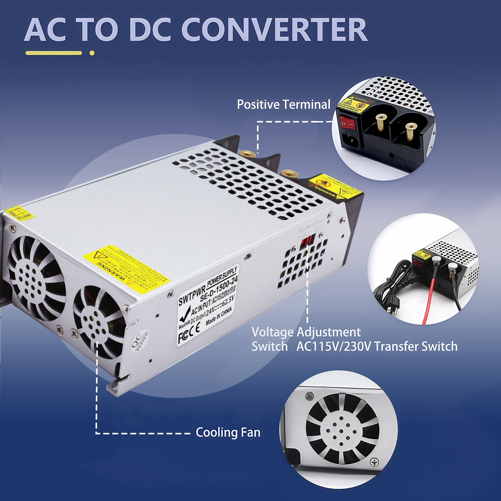 New Upgraded Diy Smps 110V 230V Ac To Dc 24V 62.5V 1500W Power Supply Adapter,Converter Power Supply,Dc 24V Voltage Transformer