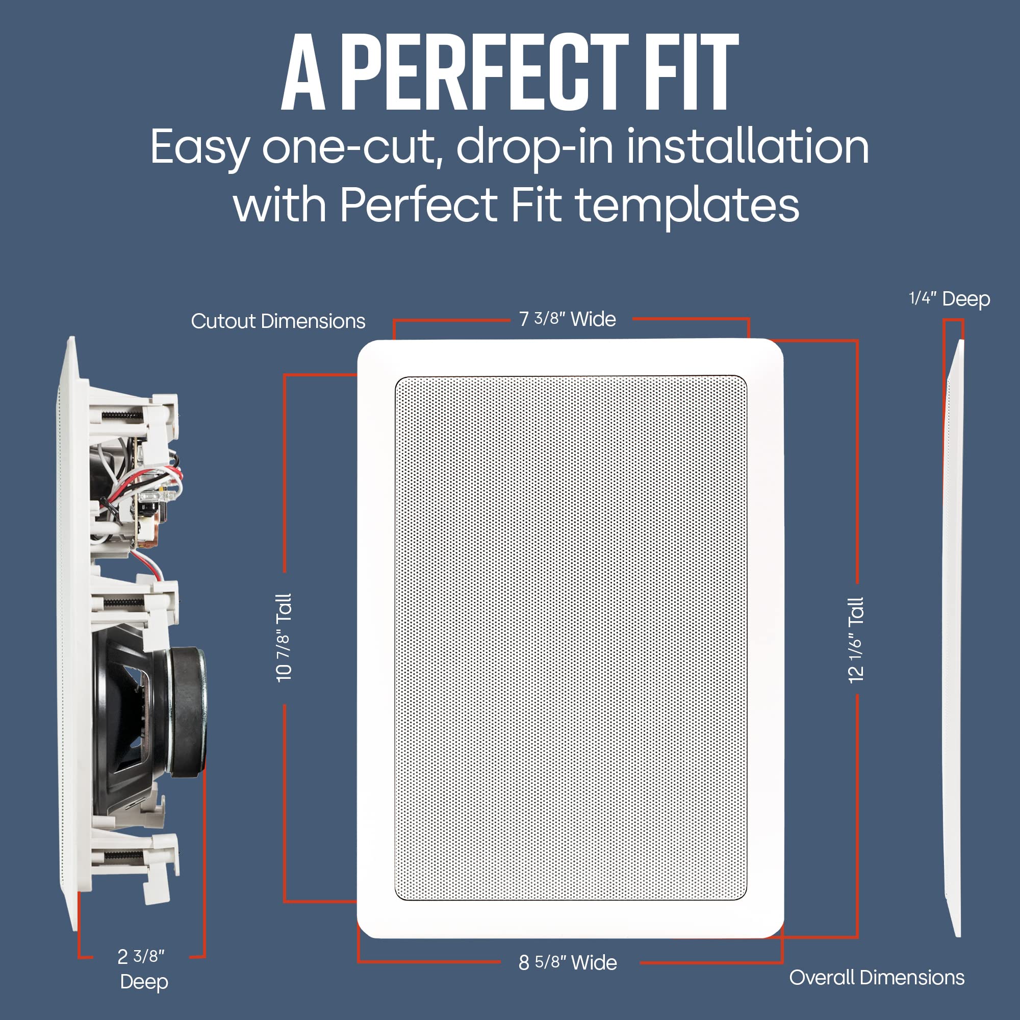 Polk Audio Rc65I 2-Way Premium In-Wall 6.5 Speakers, Pair Of 2 Perfect For Damp And Humid Indoor/Outdoor Placement - Bath, Kitch