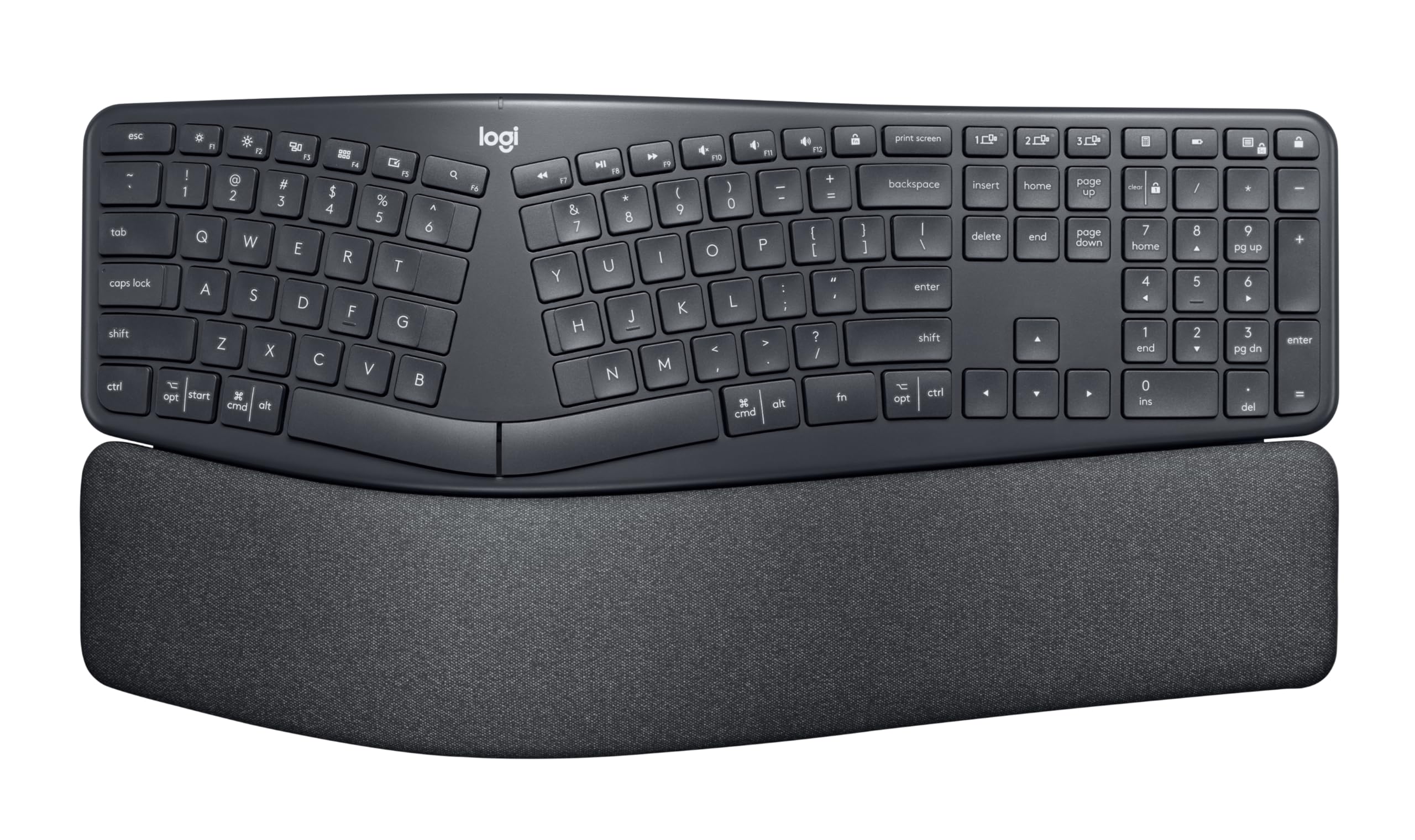 Logitech ERGO K860 Wireless Ergonomic Keyboard - Split Keyboard, Wrist Rest, Natural Typing, Stain-Resistant Fabric, Bluetooth a