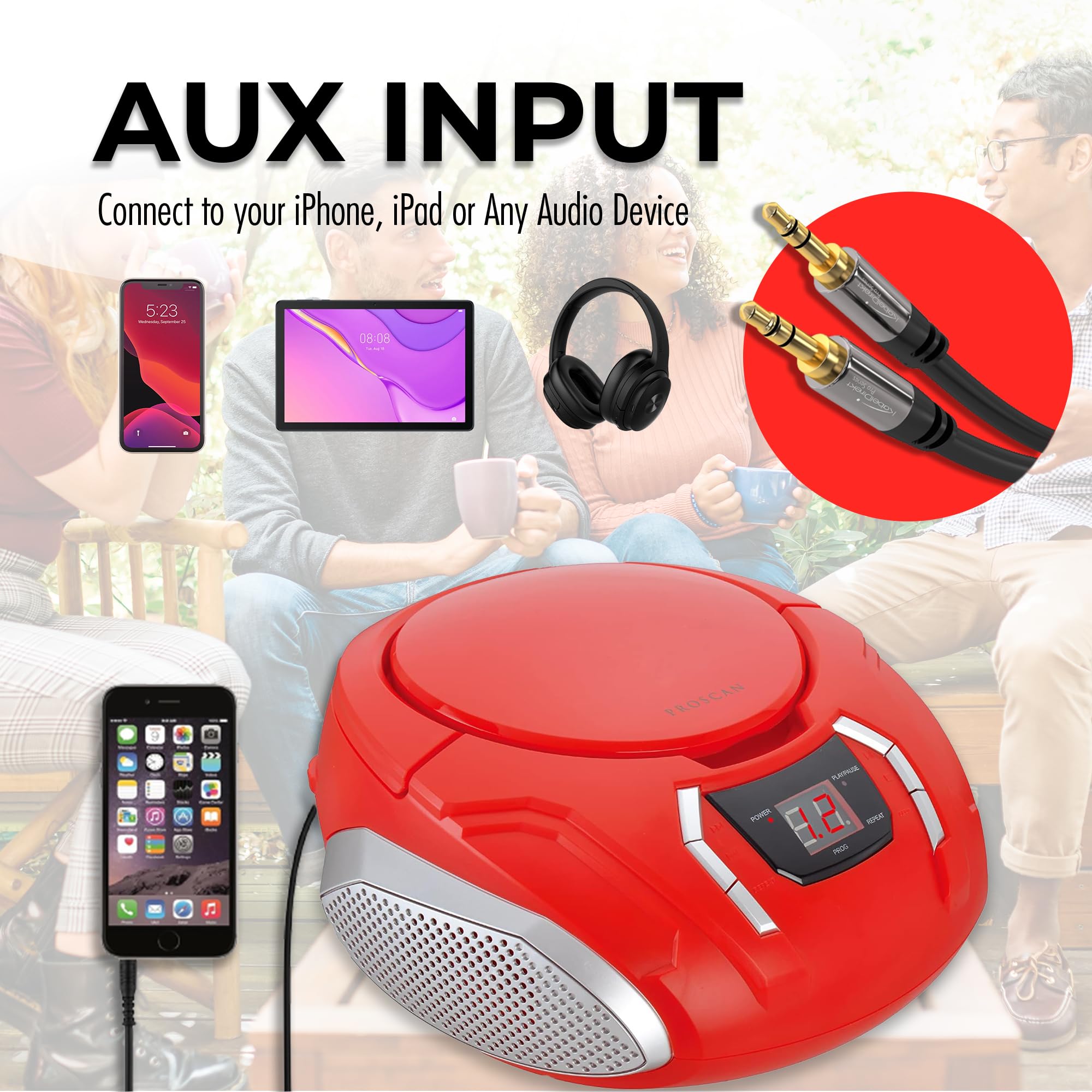 Proscan Elite Portable Cd Boombox With Am/Fm Radio   Red