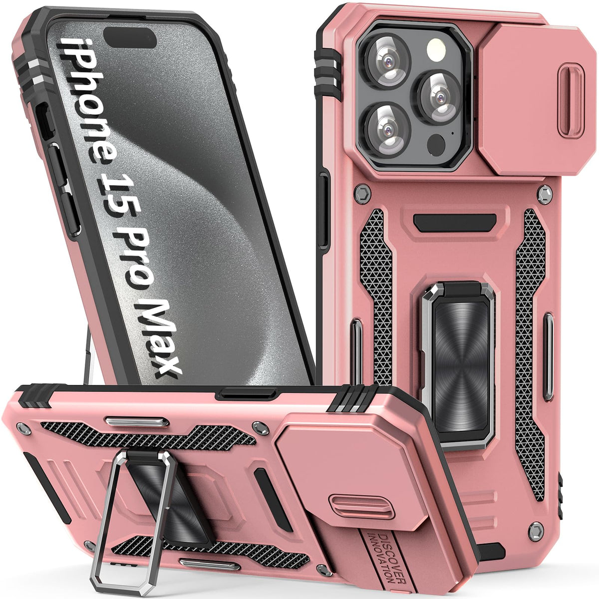 Sefing Phone Case For Iphone 15 Pro Max Case Iphone 15 Pro Max Phone Case With Camera Cover, With Ring Holder Kickstand, With Ma