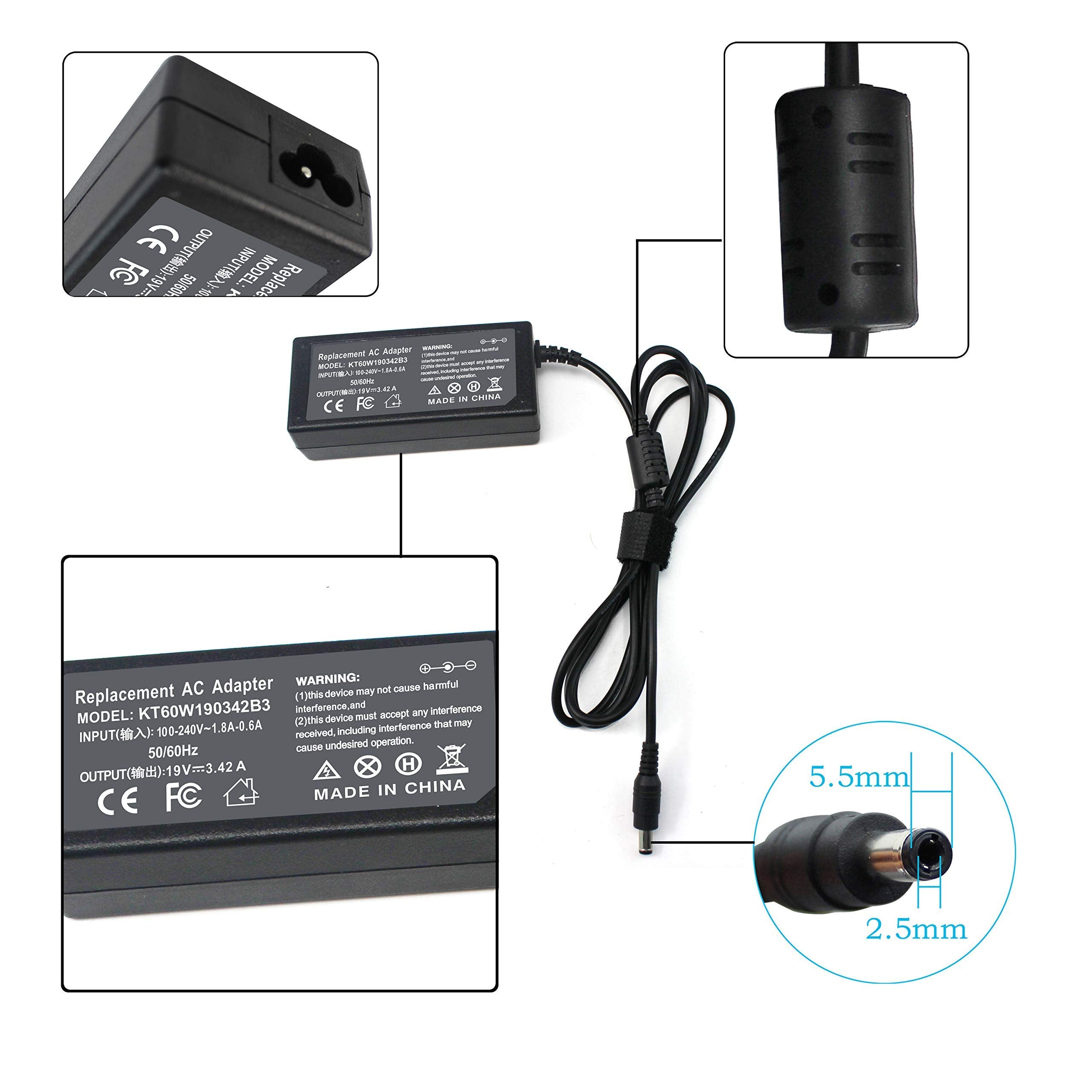 Flyten 65W Ac Adapter Charger For Toshiba Satellite L645 L655 L655D L745 L755 L775 L855 A665 A205 A105 C55 C55D C655 C675 C850 C855 Pa3822U Pa3714U Pa3917U Pa5177U 1Aca Laptop Power Supply Cord