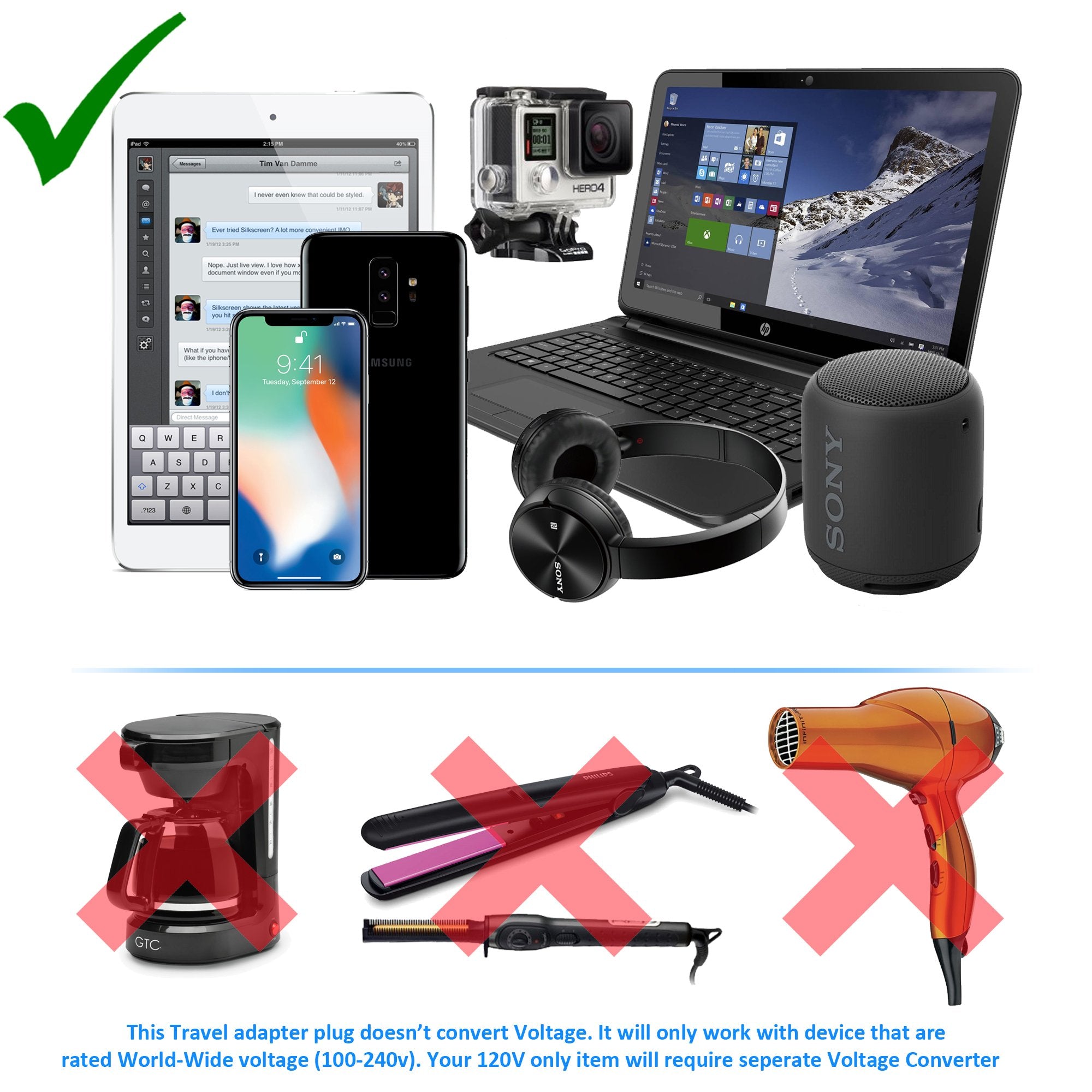 Orei Universal 3 In 1 Plug Adapter For Brazil Travel With Usb And Surge Protection Grounded Type N (Wpu N Gn)